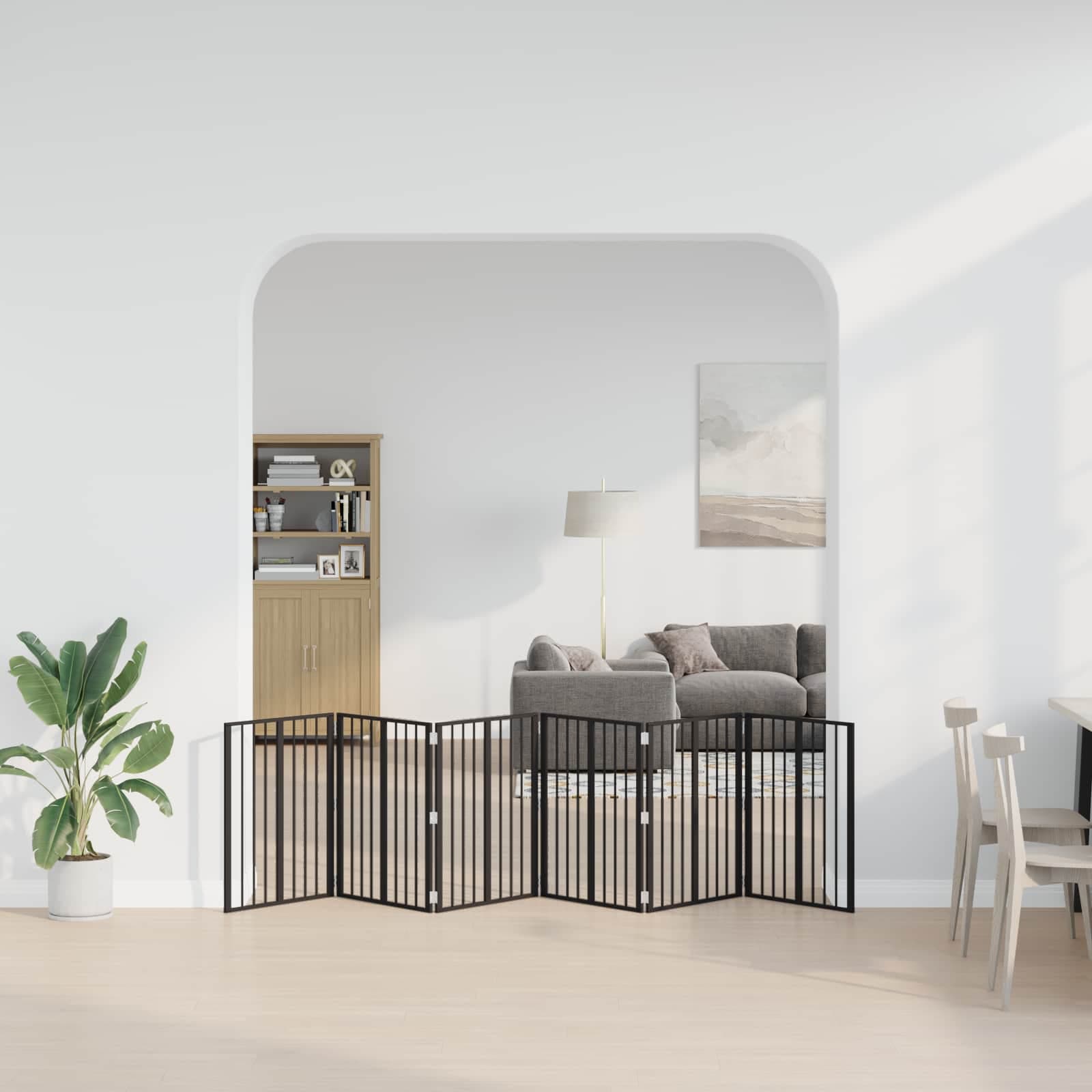 Cancello per cani 6 pz Nero 60 x 80 cm Acciaio zincato — miniatura 3 di 10