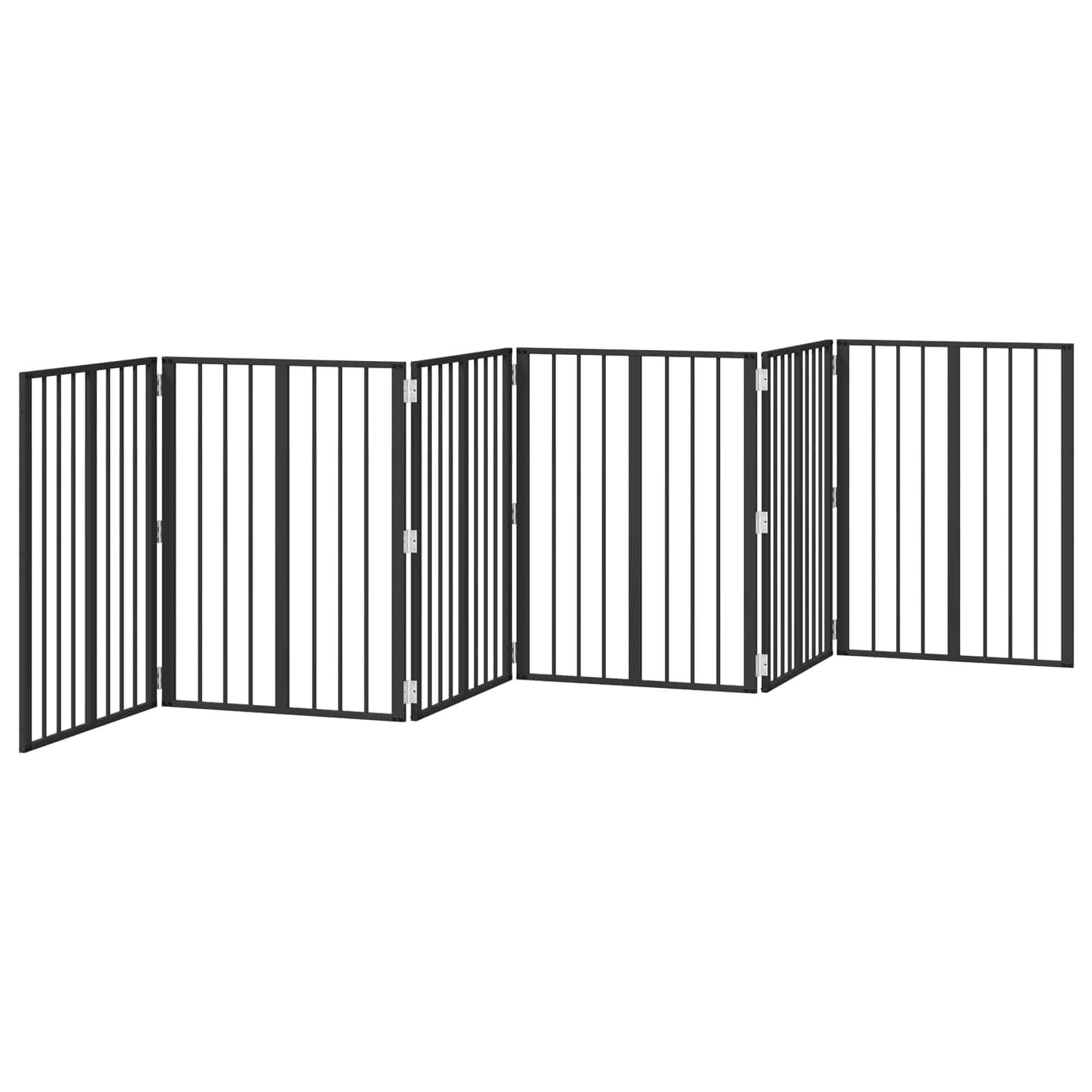 Cancello per cani 6 pz Nero 60 x 80 cm Acciaio zincato — miniatura 4 di 10
