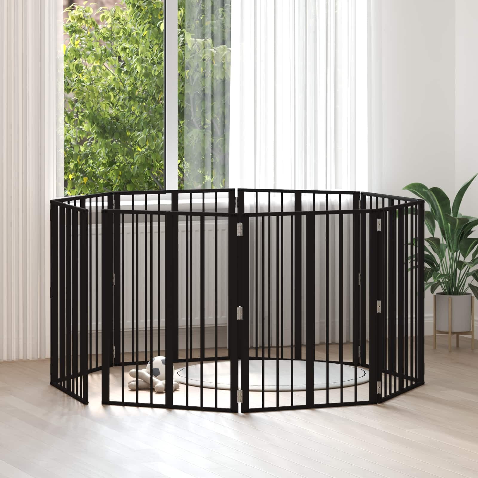 Cancello per cani 8 pz Nero 60 x 80 cm Acciaio zincato