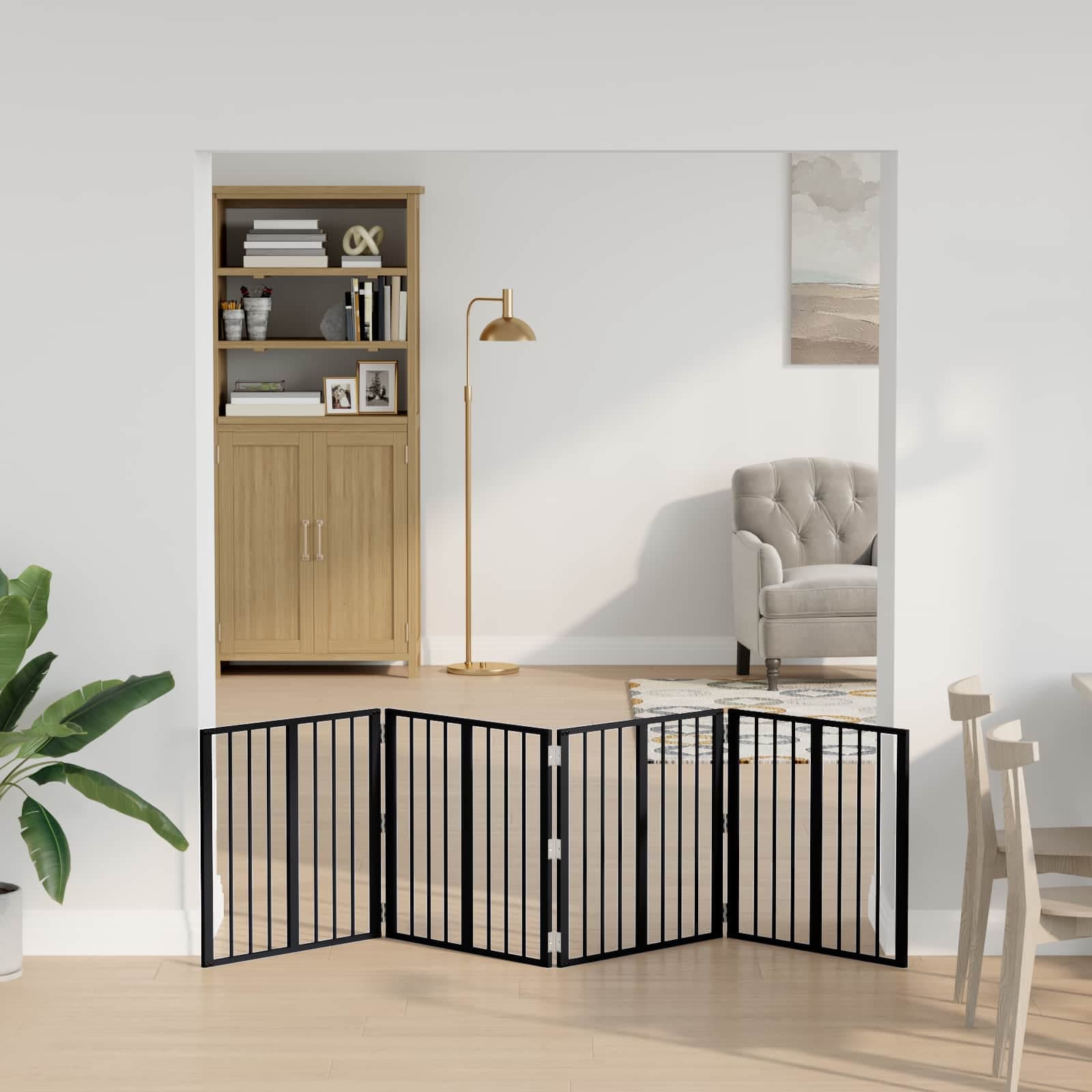 Cancello per cani 4 pz Nero 60 x 60 cm Acciaio zincato — foto 3 di 10