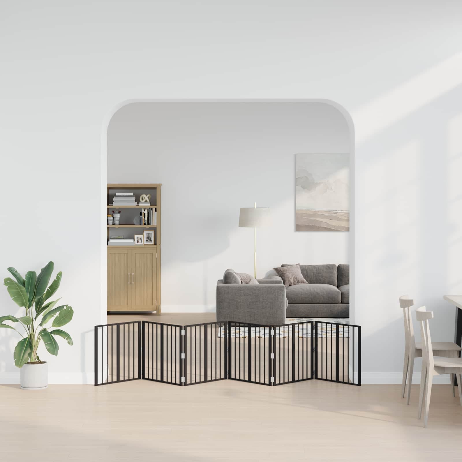 Cancello per cani 6 pz Nero 60 x 60 cm Acciaio zincato — miniatura 3 di 10