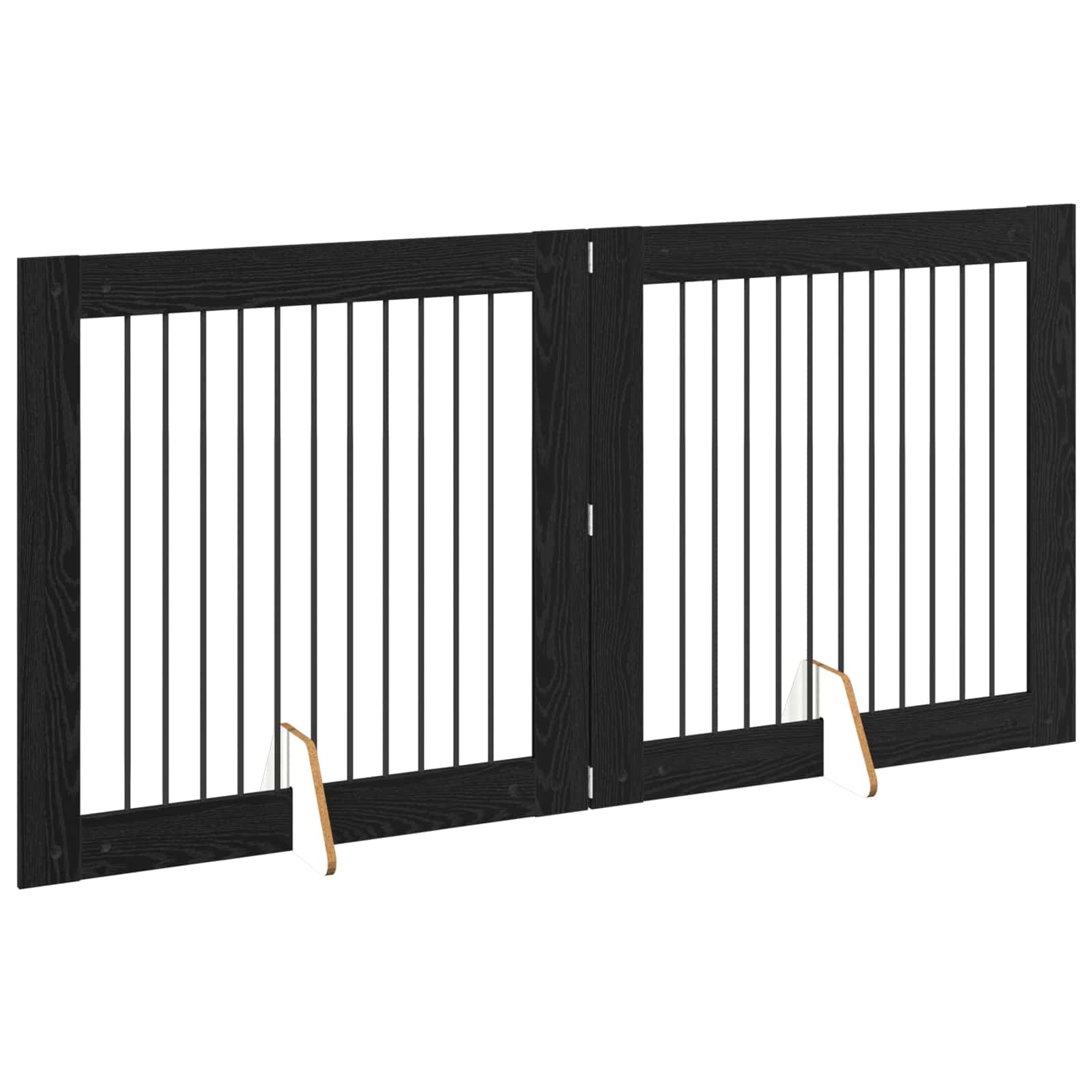 Cancello per cani pieghevole con supporti 2 pz Rovere Nero — miniatura 3 di 9