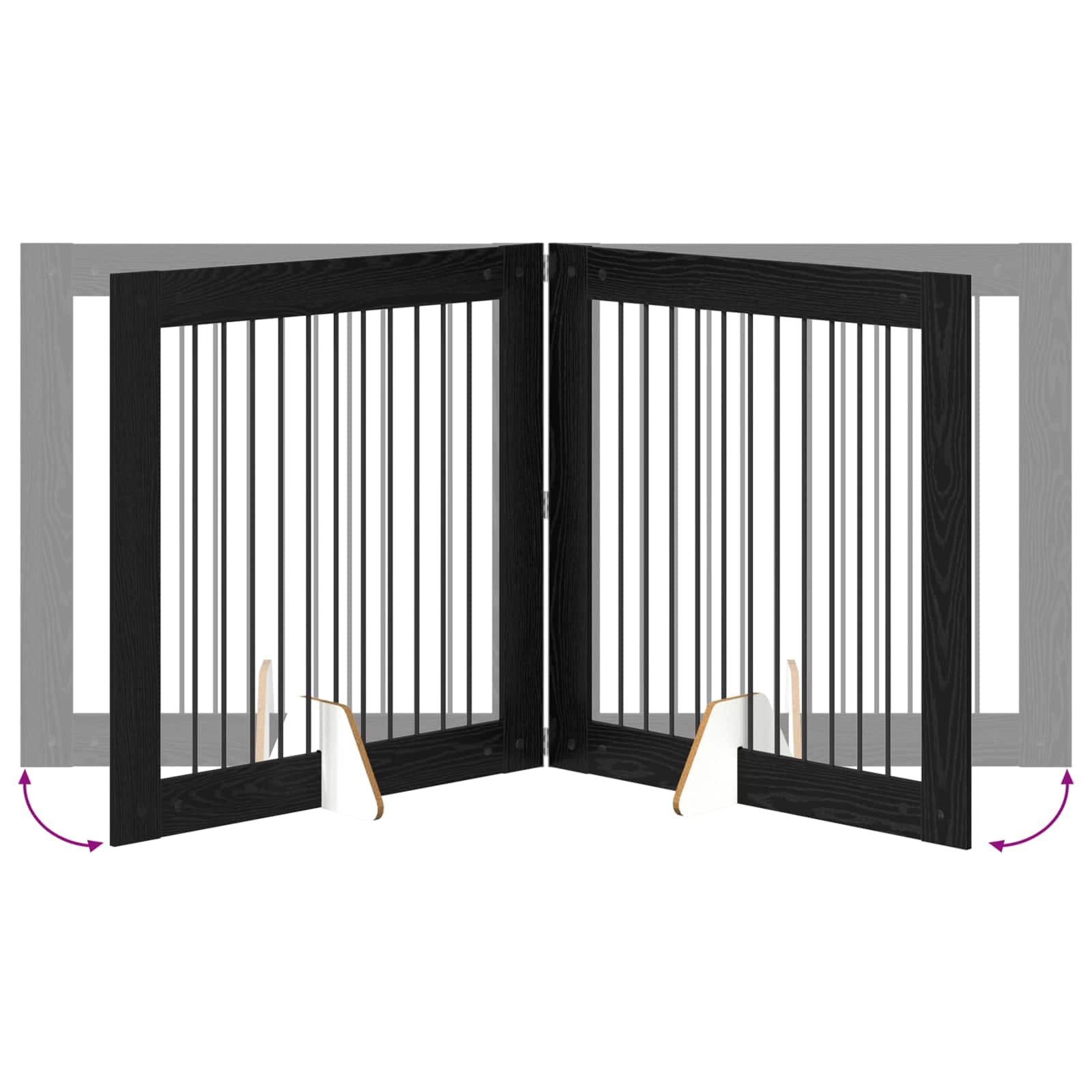 Cancello per cani pieghevole con supporti 2 pz Rovere Nero — miniatura 7 di 9