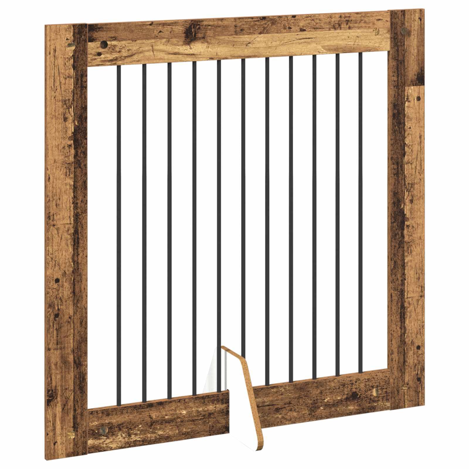 Cancello per cani pieghevole con supporti 2 pz Legno antico — miniatura 4 di 9