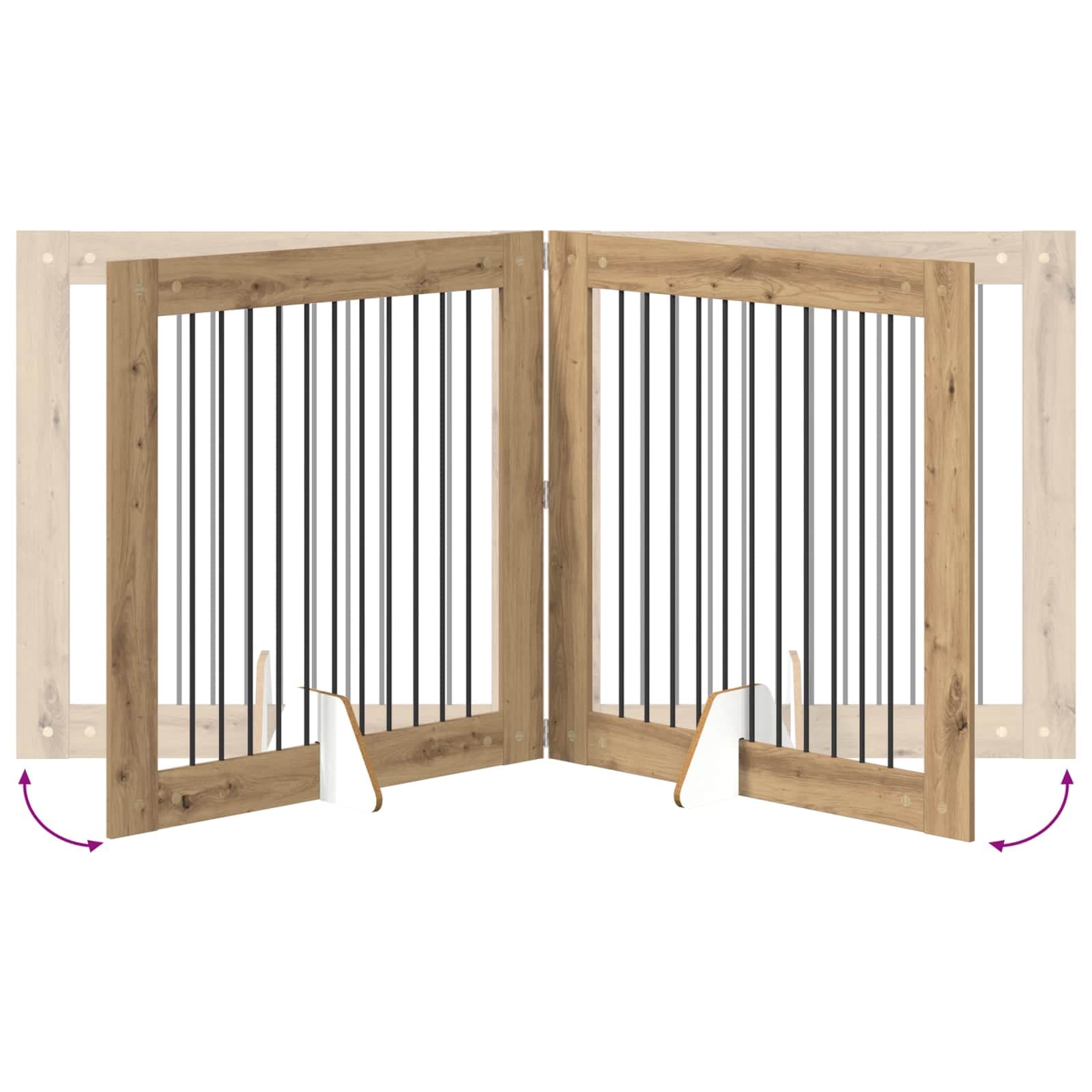 Cancello per cani pieghevole con supporti 2 pz 200,5 cm — miniatura 7 di 9