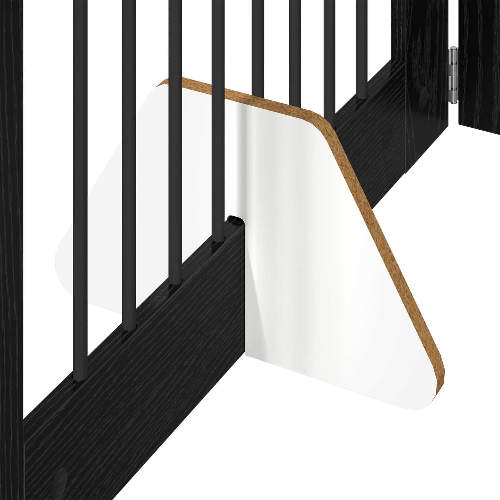 Cancello per cani pieghevole con supporti 2 pz Rovere Nero — miniatura 6 di 9