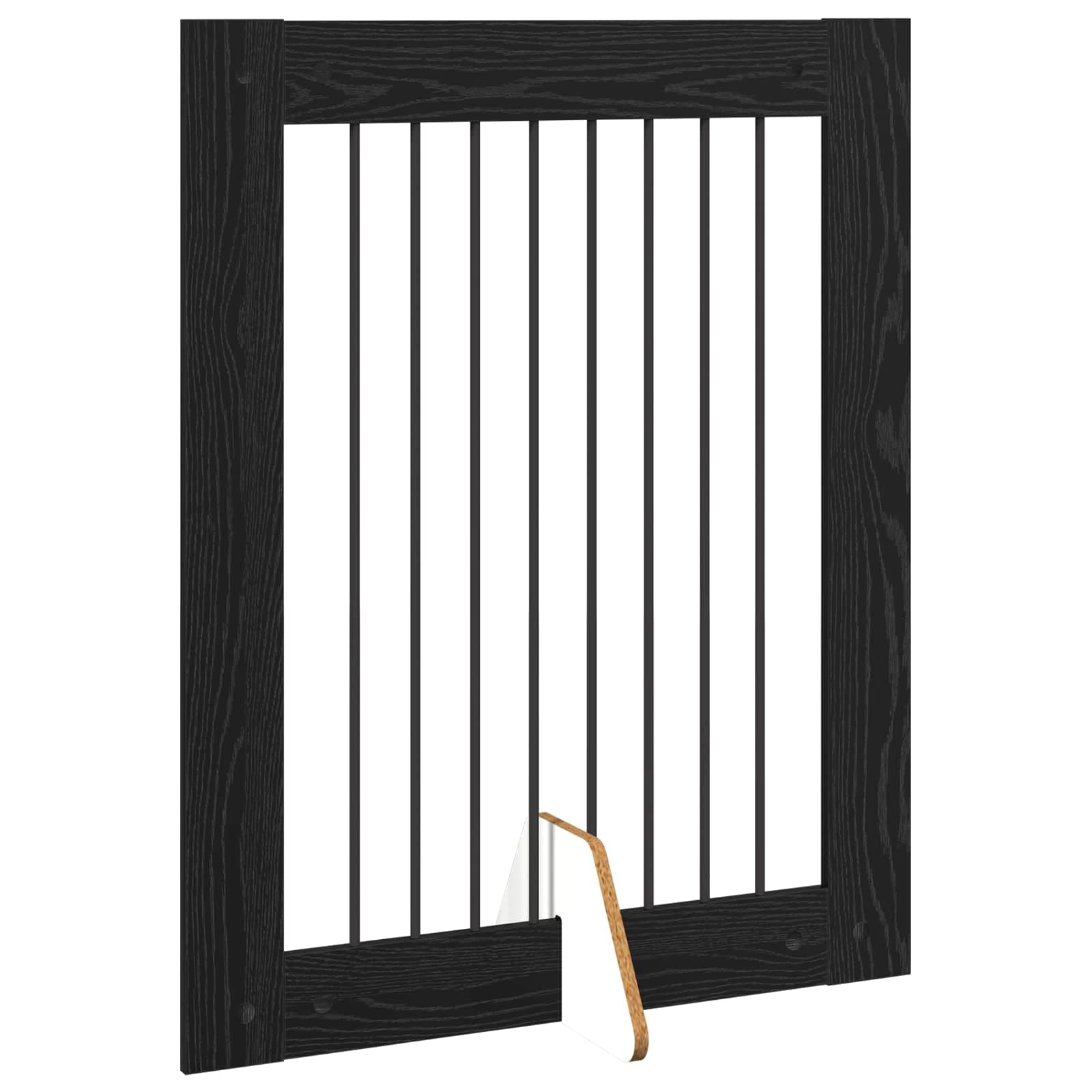 Cancello per cani pieghevole con supporti 2 pz Rovere Nero — miniatura 4 di 9