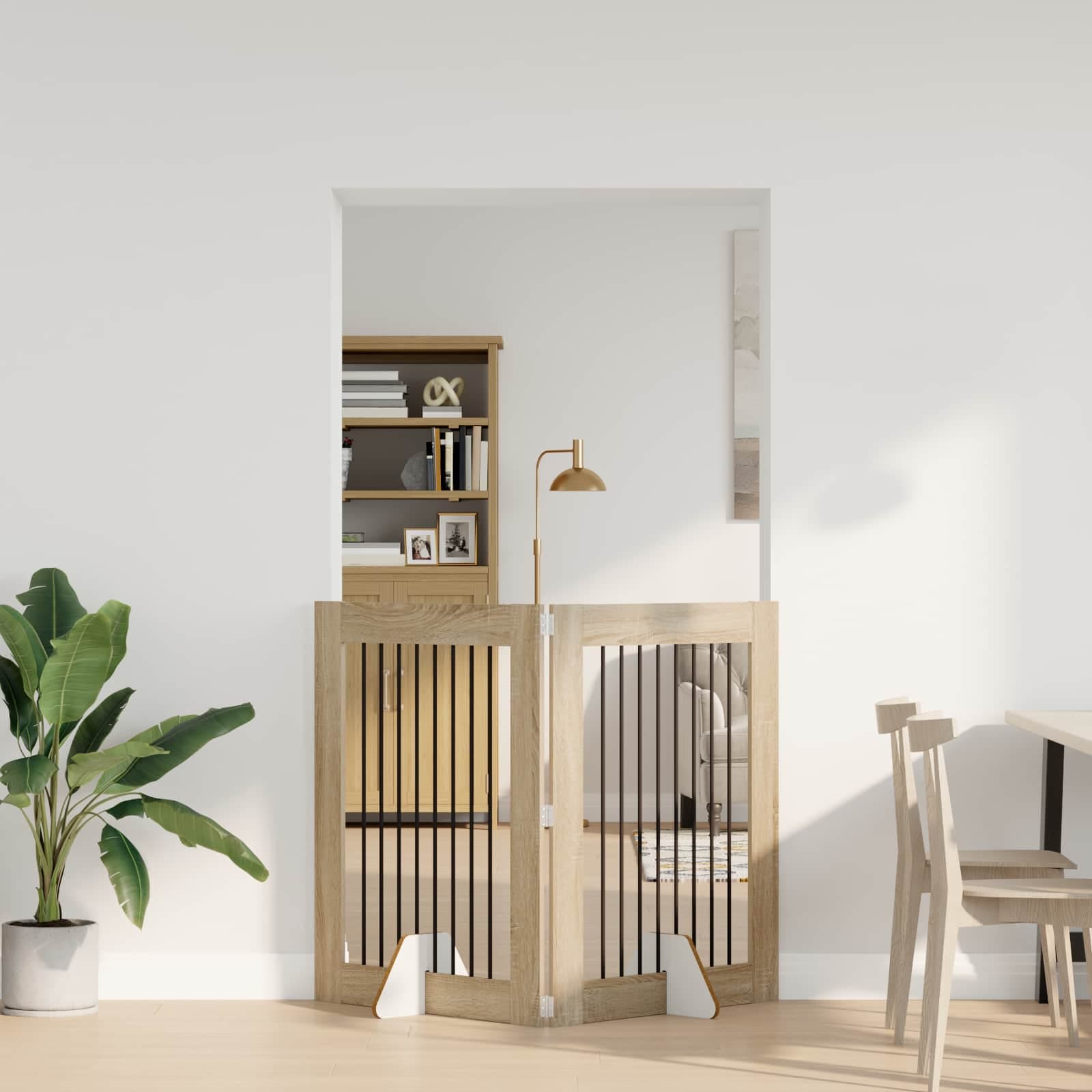 Cancello per cani pieghevole con supporti 2 pz Rovere Sonoma — miniatura 1 di 9
