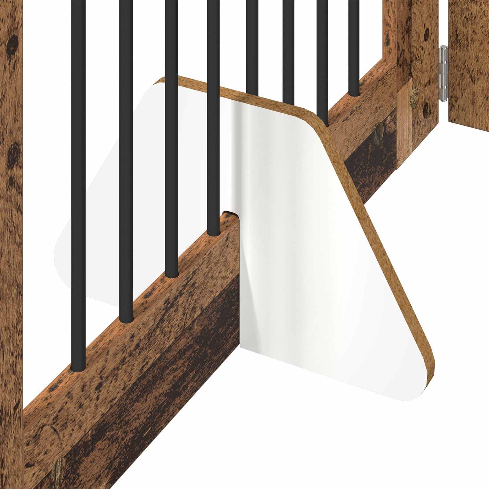 Cancello per cani pieghevole con supporti 2 pz Legno antico — miniatura 6 di 9