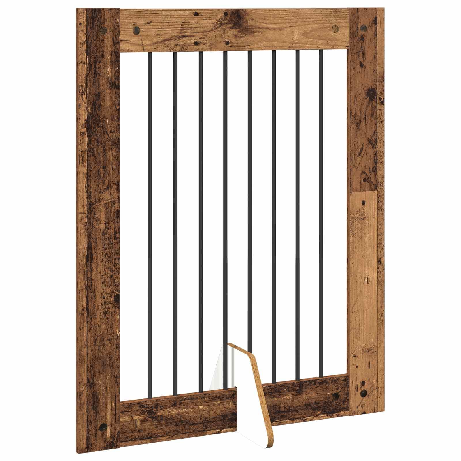 Cancello per cani pieghevole con supporti 2 pz Legno antico — miniatura 4 di 9