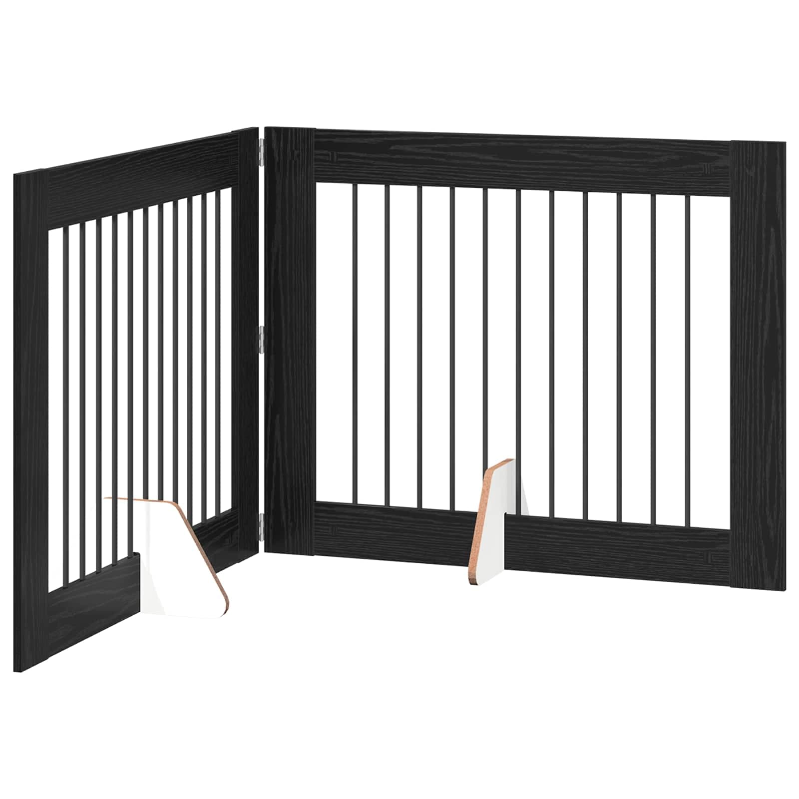 Cancello per cani pieghevole con supporti 2 pz Rovere Nero — miniatura 2 di 9