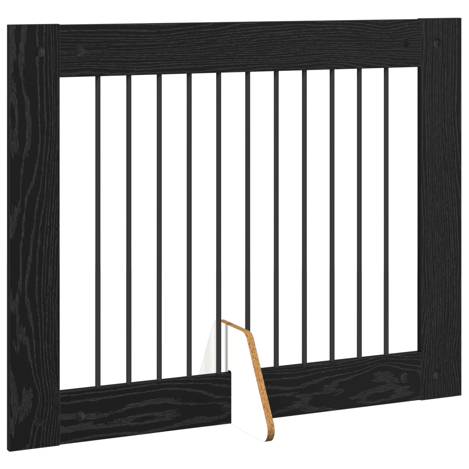 Cancello per cani pieghevole con supporti 2 pz Rovere Nero — miniatura 4 di 9