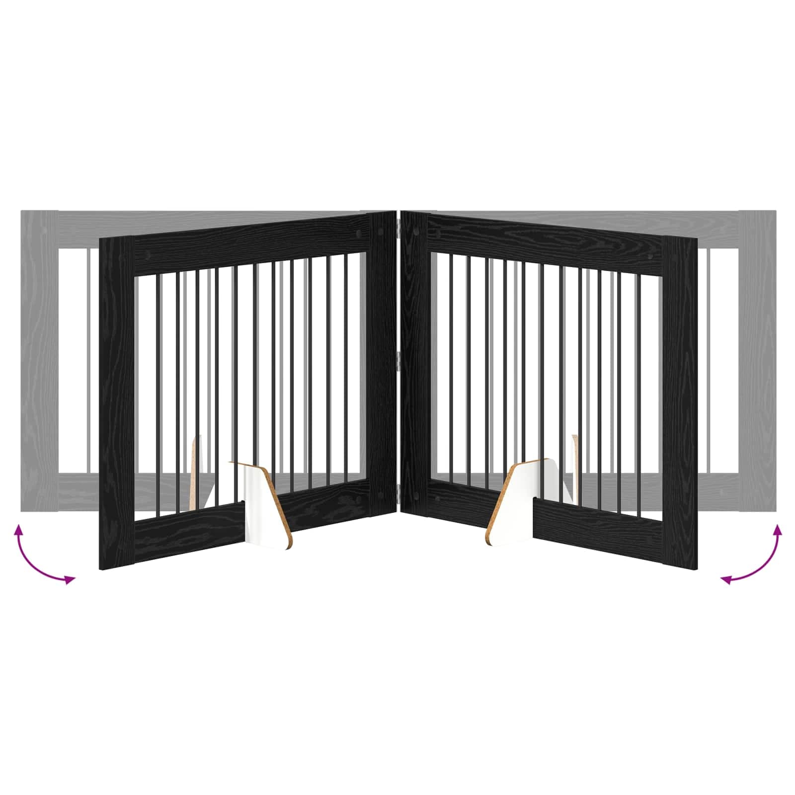 Cancello per cani pieghevole con supporti 2 pz Rovere Nero — miniatura 7 di 9