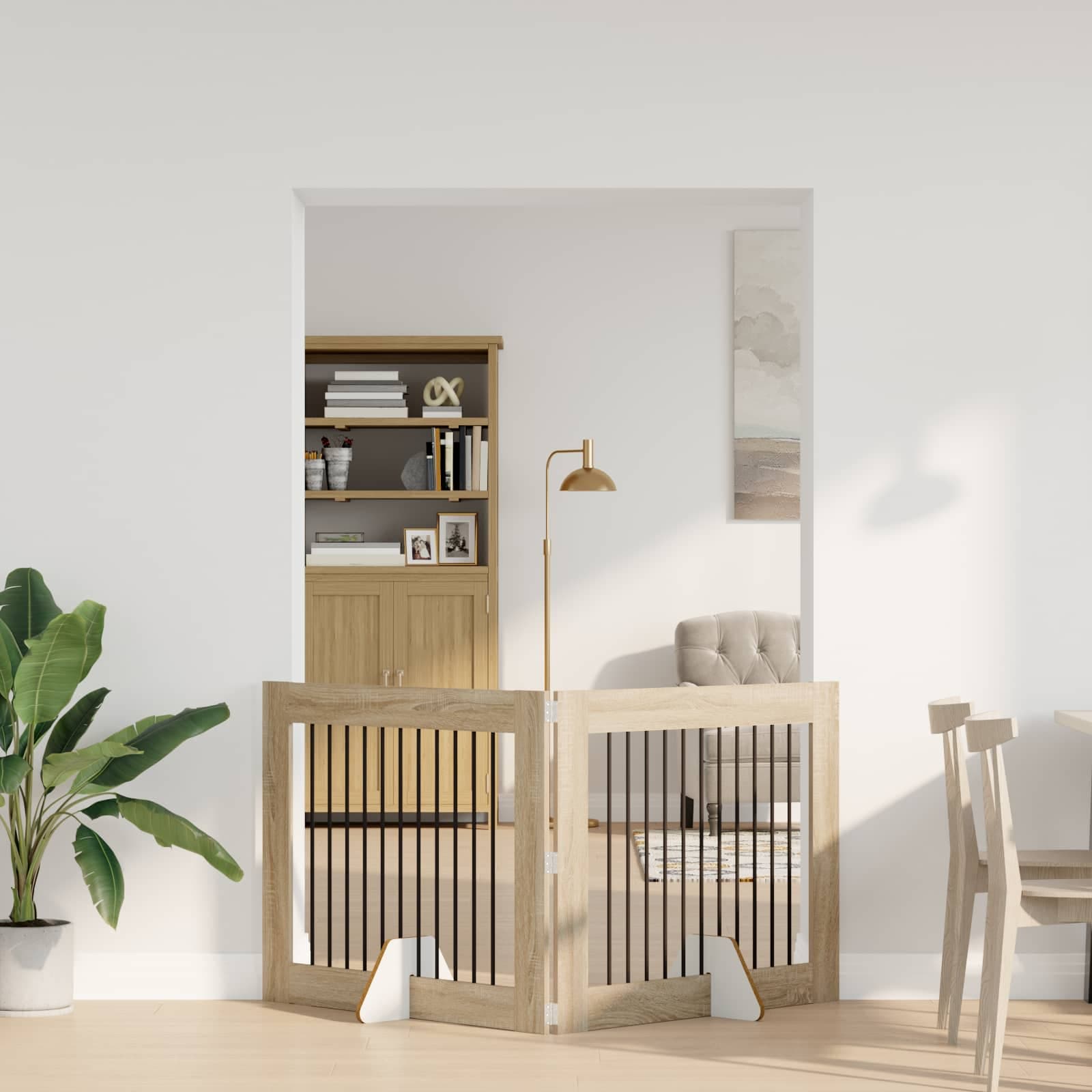 Cancello per cani pieghevole con supporti 2 pz Rovere Sonoma — miniatura 1 di 9