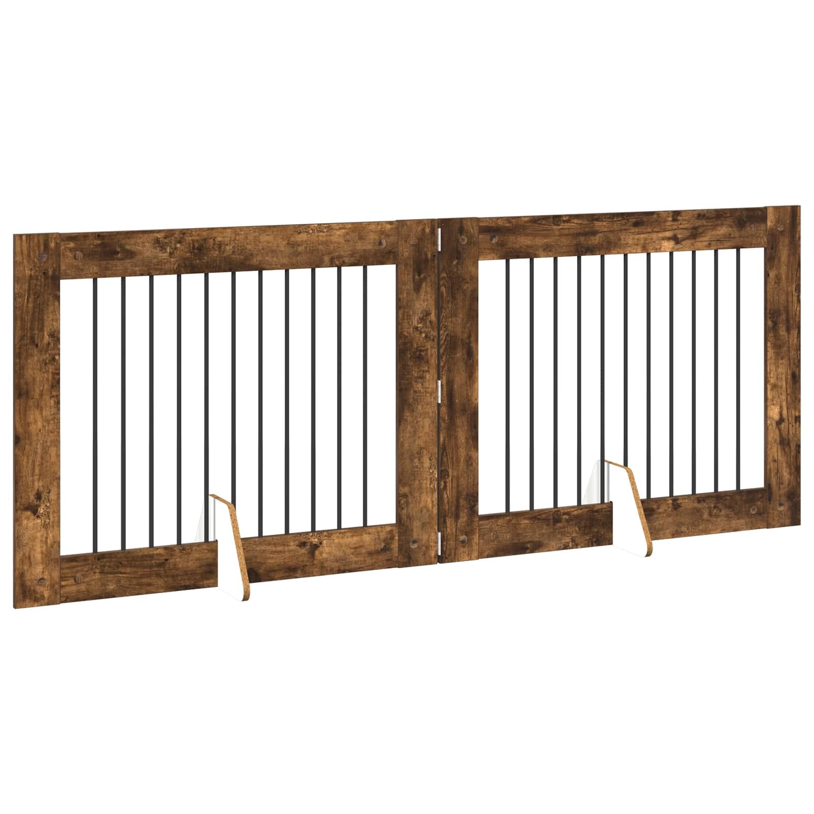 Cancello per cani pieghevole con supporti 2 pz Rovere Fumo — miniatura 3 di 9