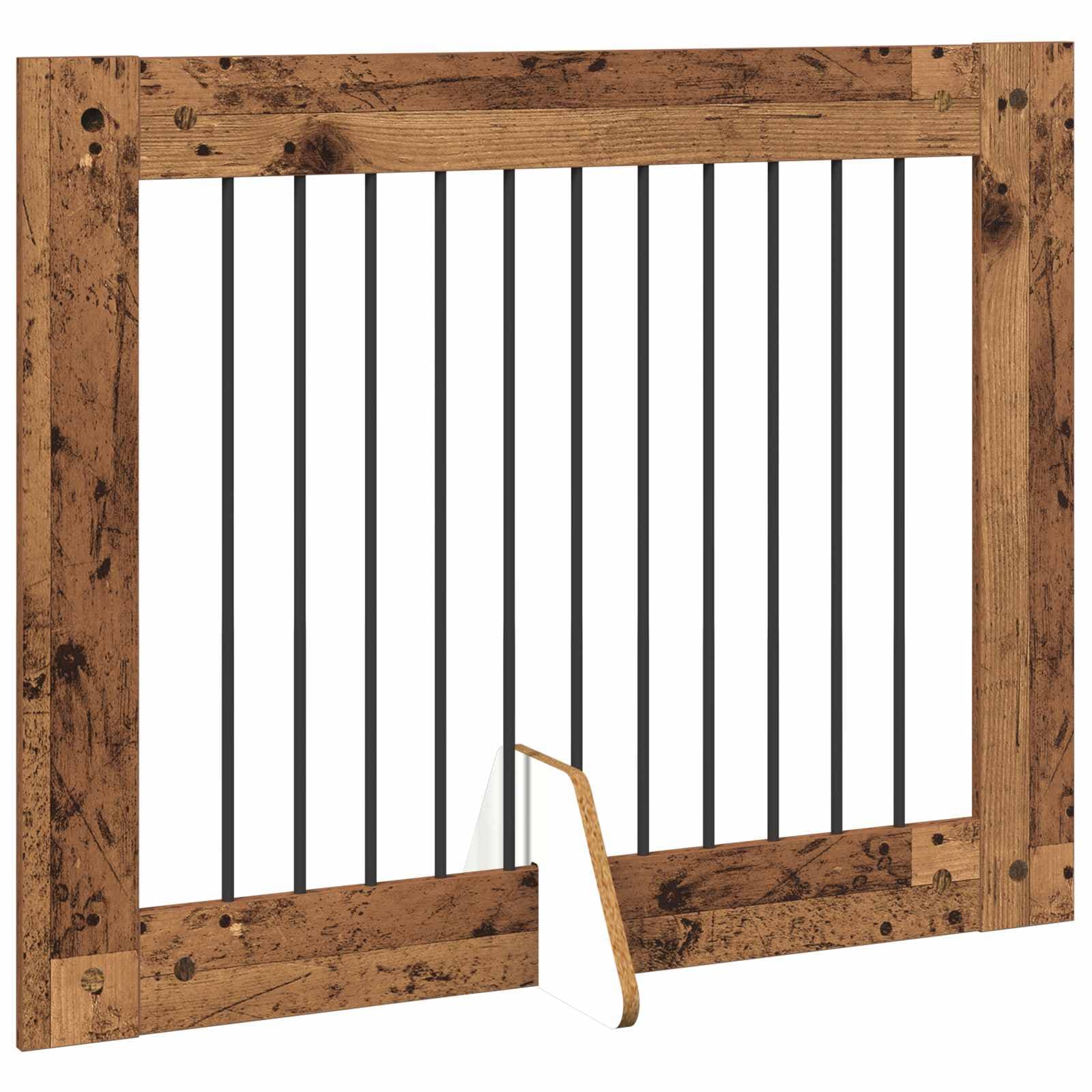 Cancello per cani pieghevole con supporti 2 pz Legno antico — miniatura 4 di 9