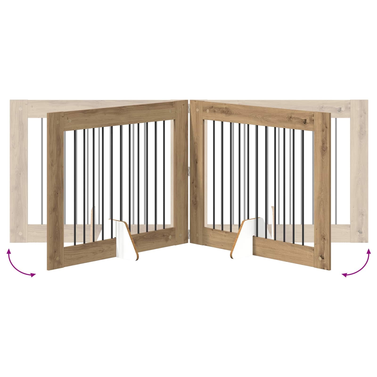 Cancello per cani pieghevole con supporti 2 pz 200,5 cm — miniatura 7 di 9