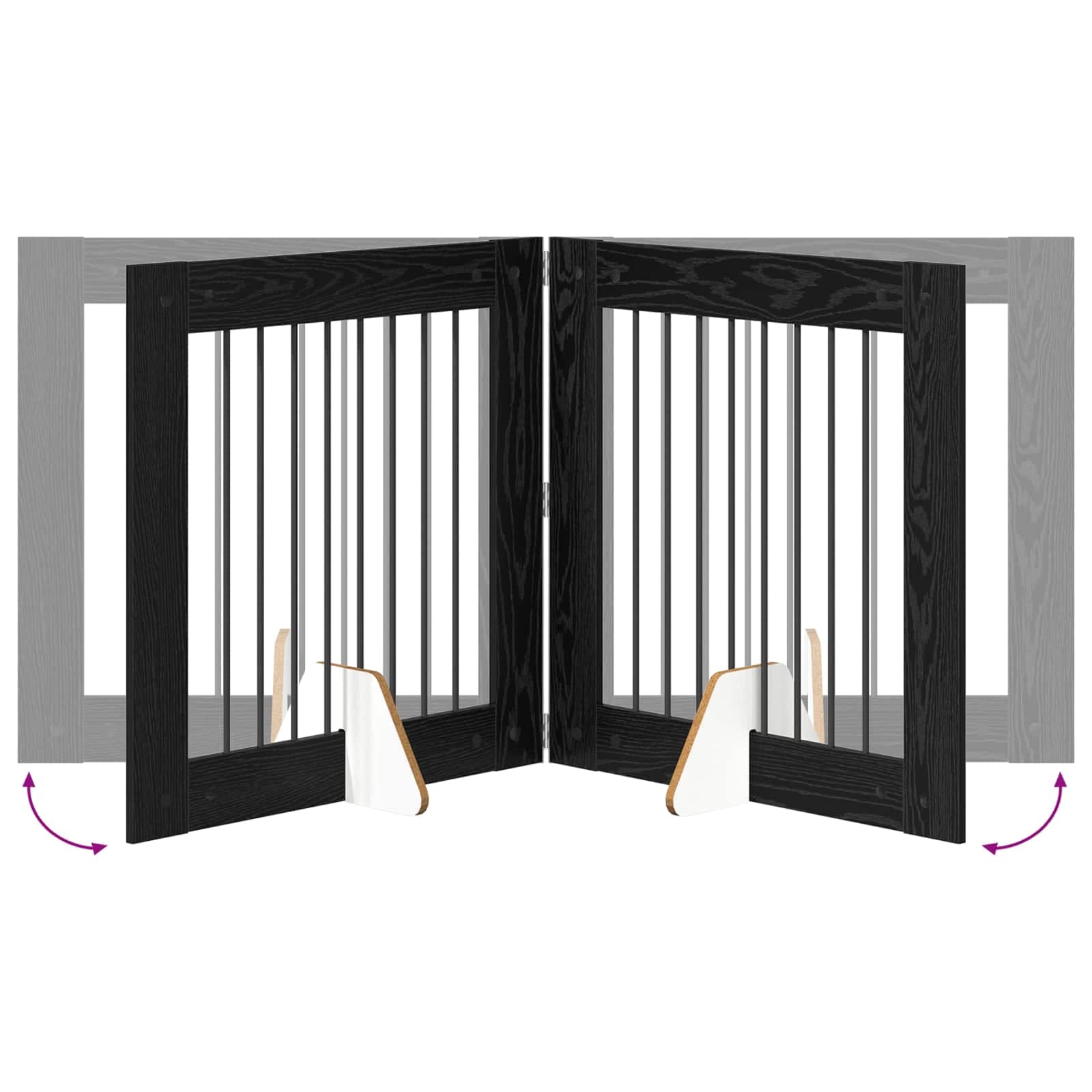 Cancello per cani pieghevole con supporti 2 pz Rovere Nero — miniatura 7 di 9