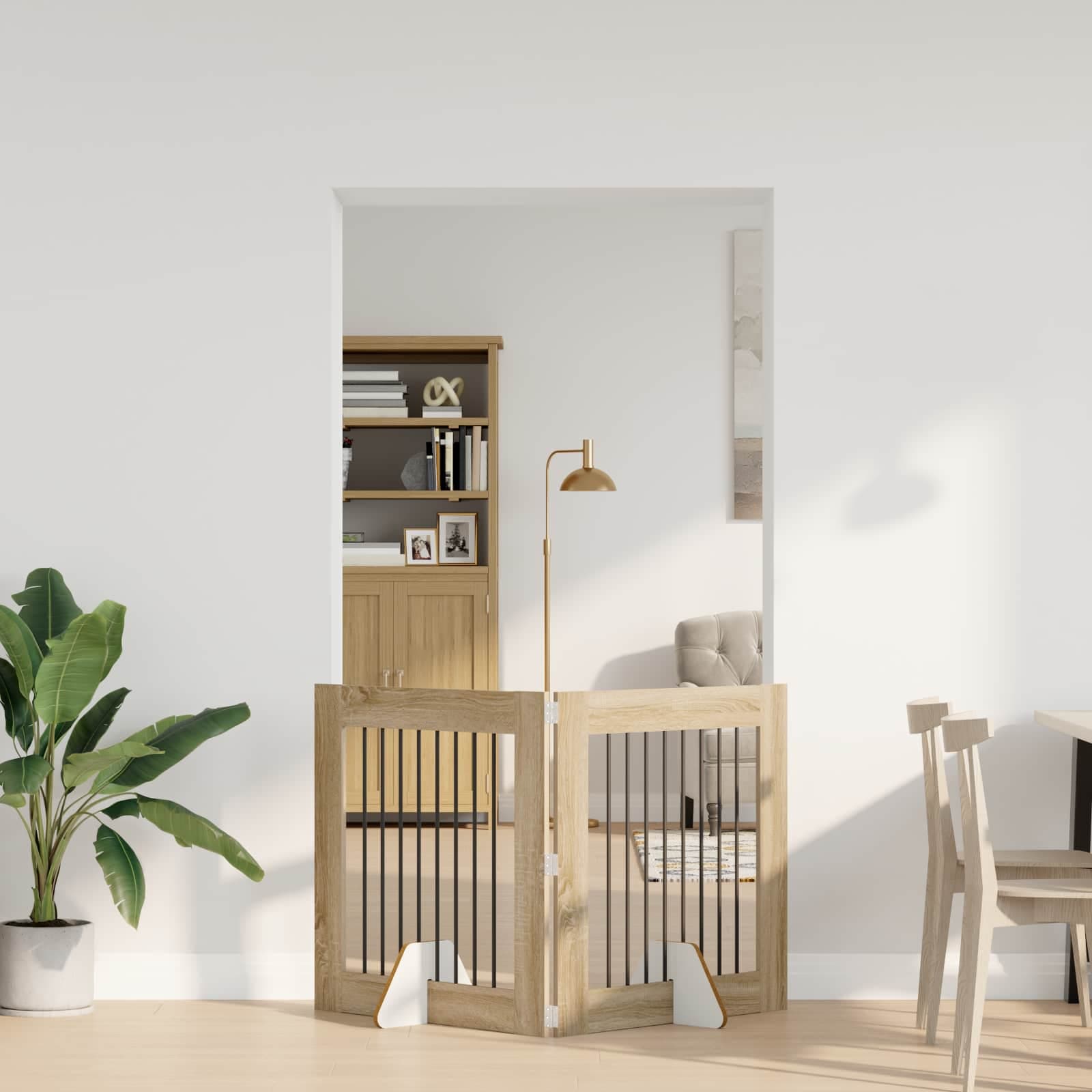 Cancello per cani pieghevole con supporti 2 pz Rovere Sonoma — miniatura 1 di 9