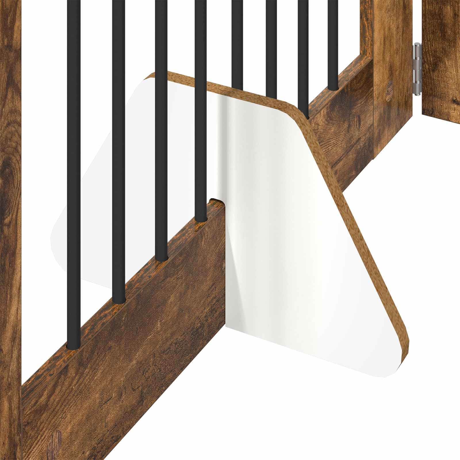 Cancello per cani pieghevole con supporti 2 pz Rovere Fumo — miniatura 6 di 9
