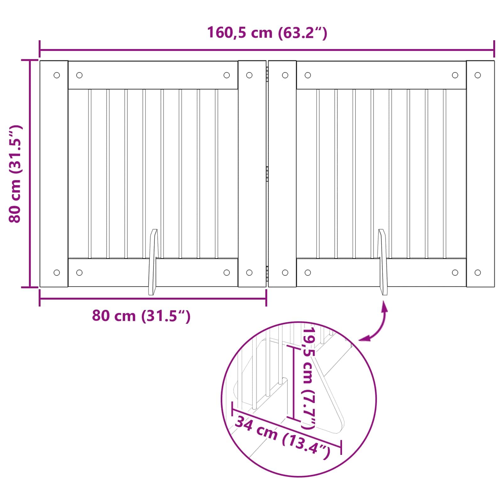 Cancello per cani pieghevole con supporti 2 pz 160,5 cm — miniatura 9 di 9