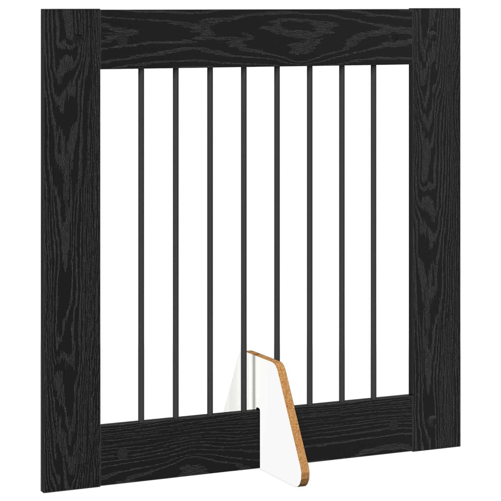 Cancello per cani pieghevole con supporti 4 pz Rovere Nero — miniatura 3 di 9