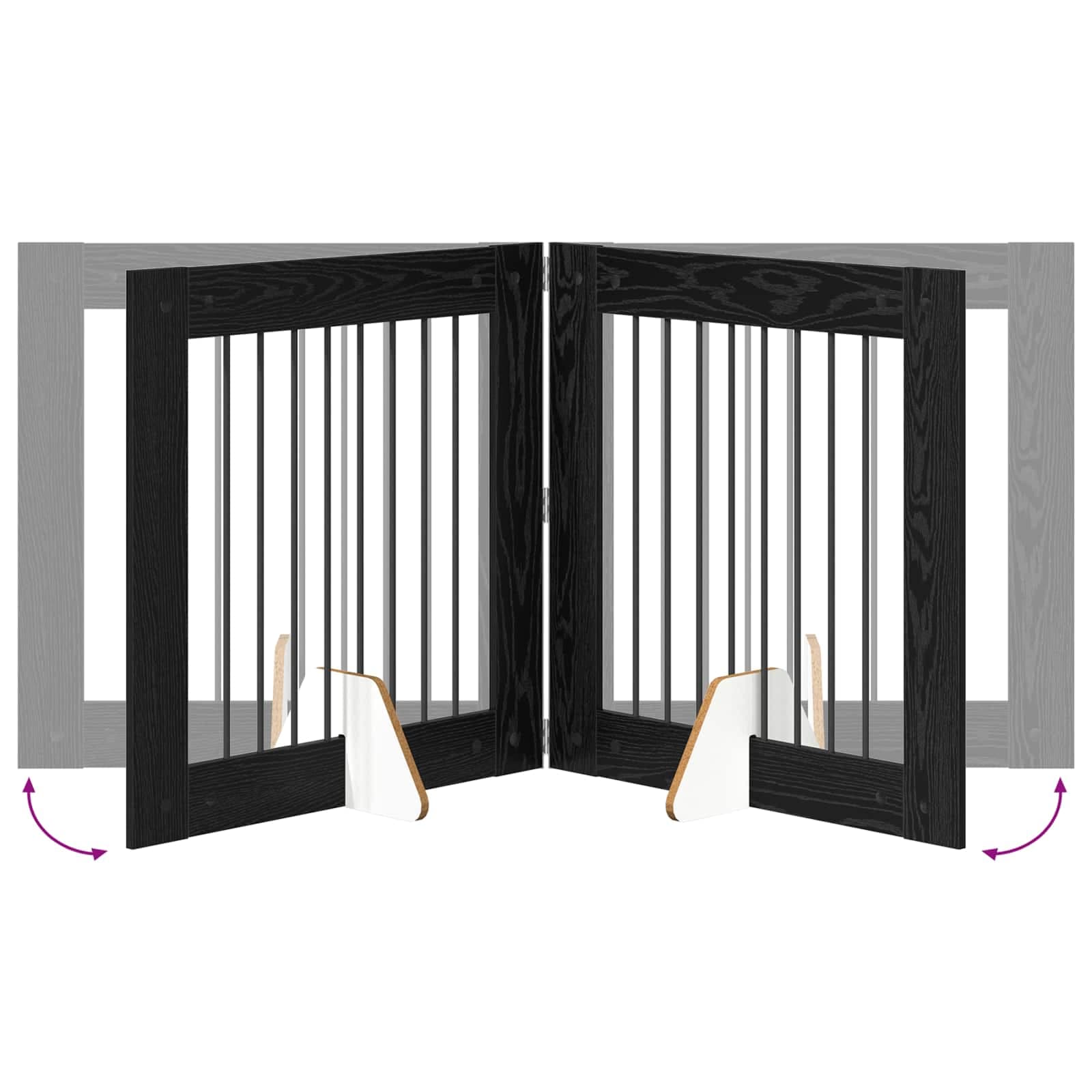 Cancello per cani pieghevole con supporti 4 pz Rovere Nero — miniatura 6 di 9
