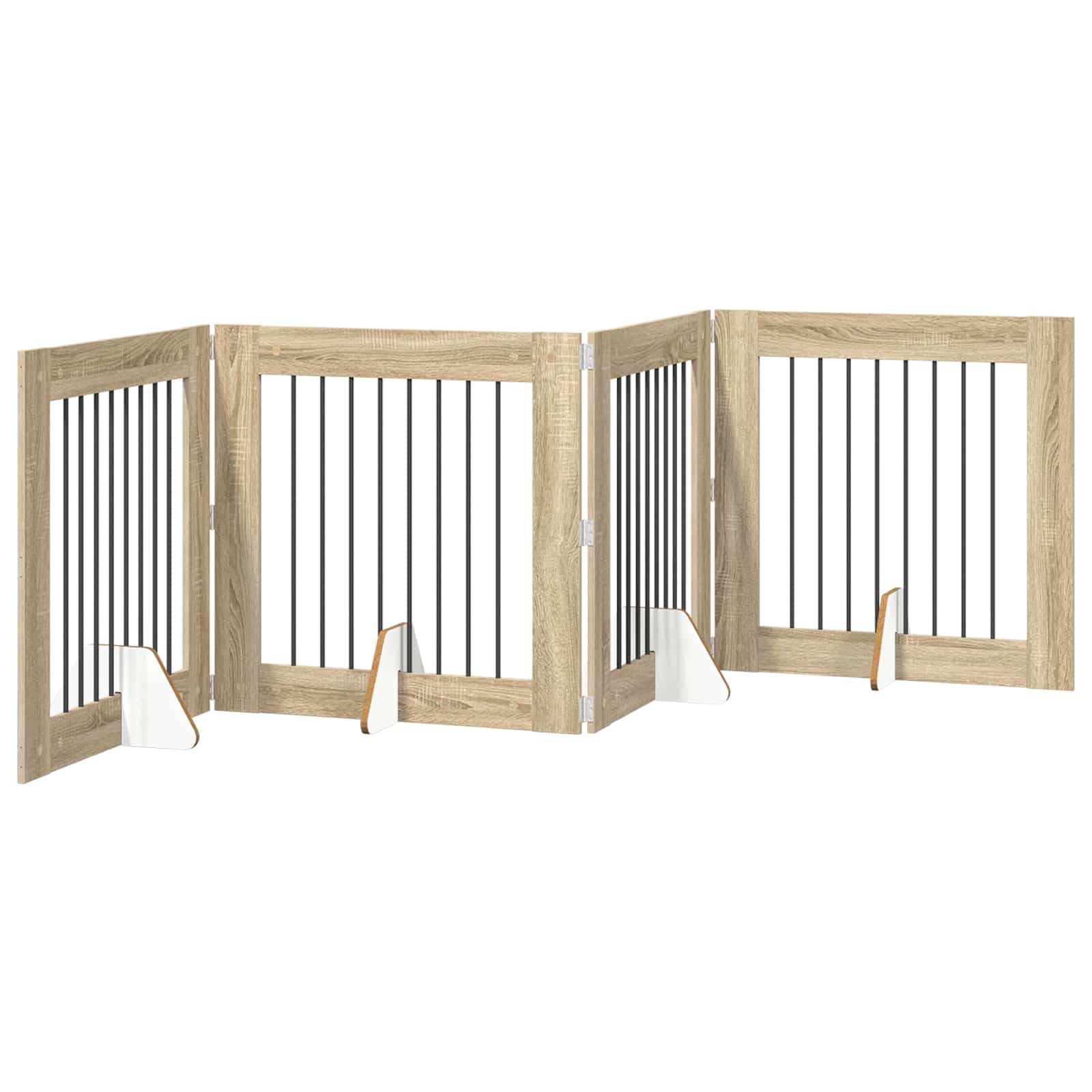Cancello per cani pieghevole con supporti 4 pz Rovere Sonoma — miniatura 2 di 9