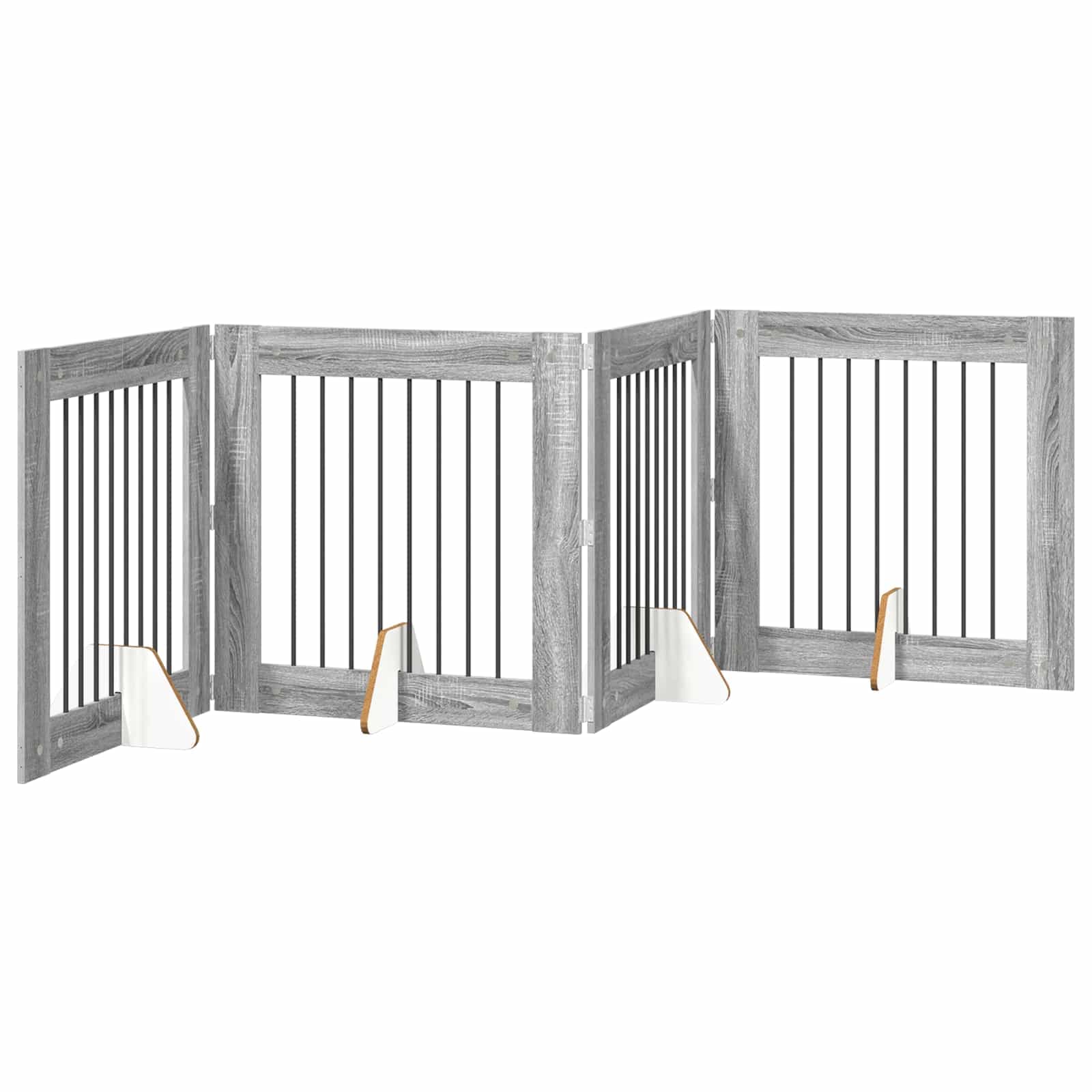 Cancello per cani pieghevole con supporti 4 pz Sonoma grigio — miniatura 2 di 9
