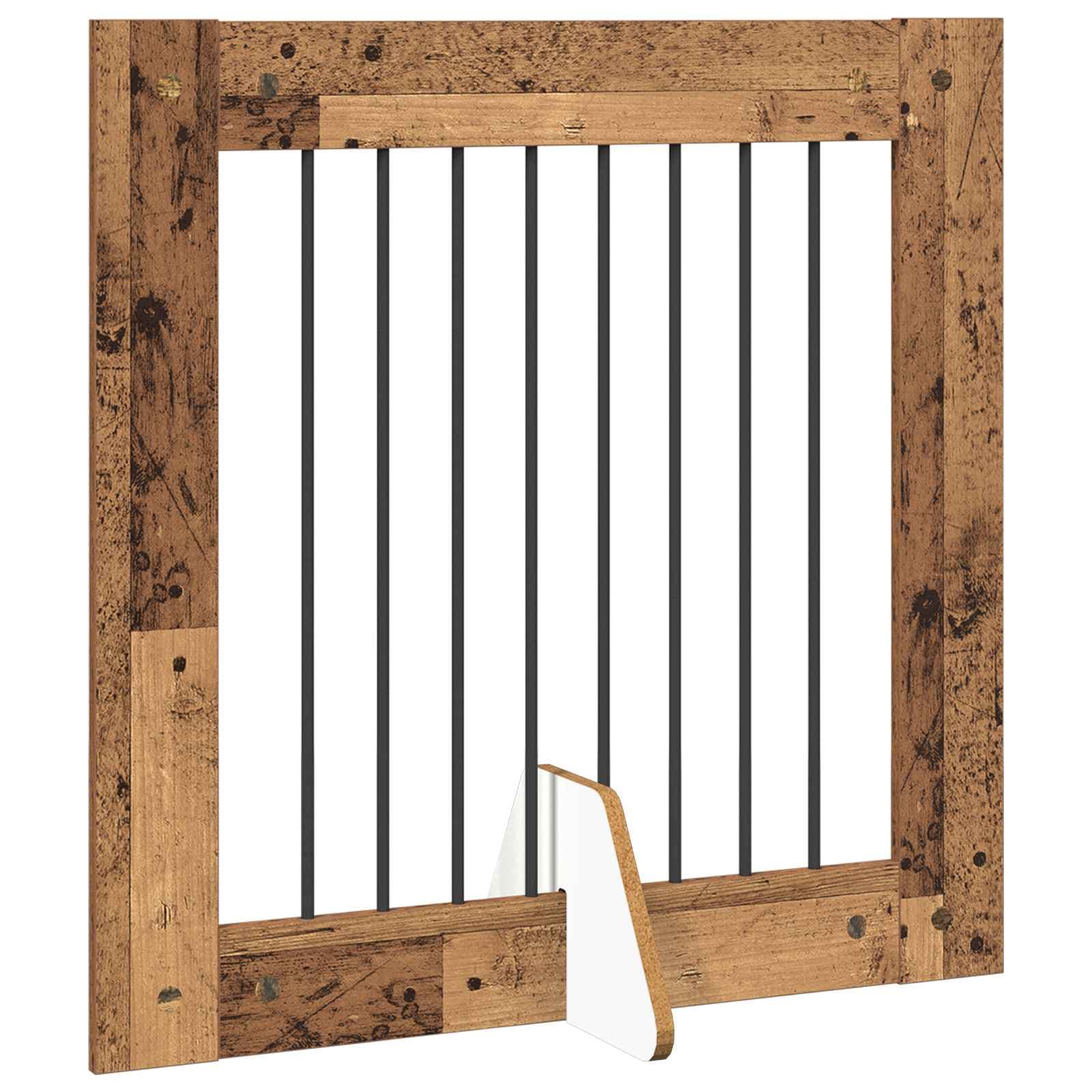 Cancello per cani pieghevole con supporti 4 pz Legno antico — miniatura 3 di 9