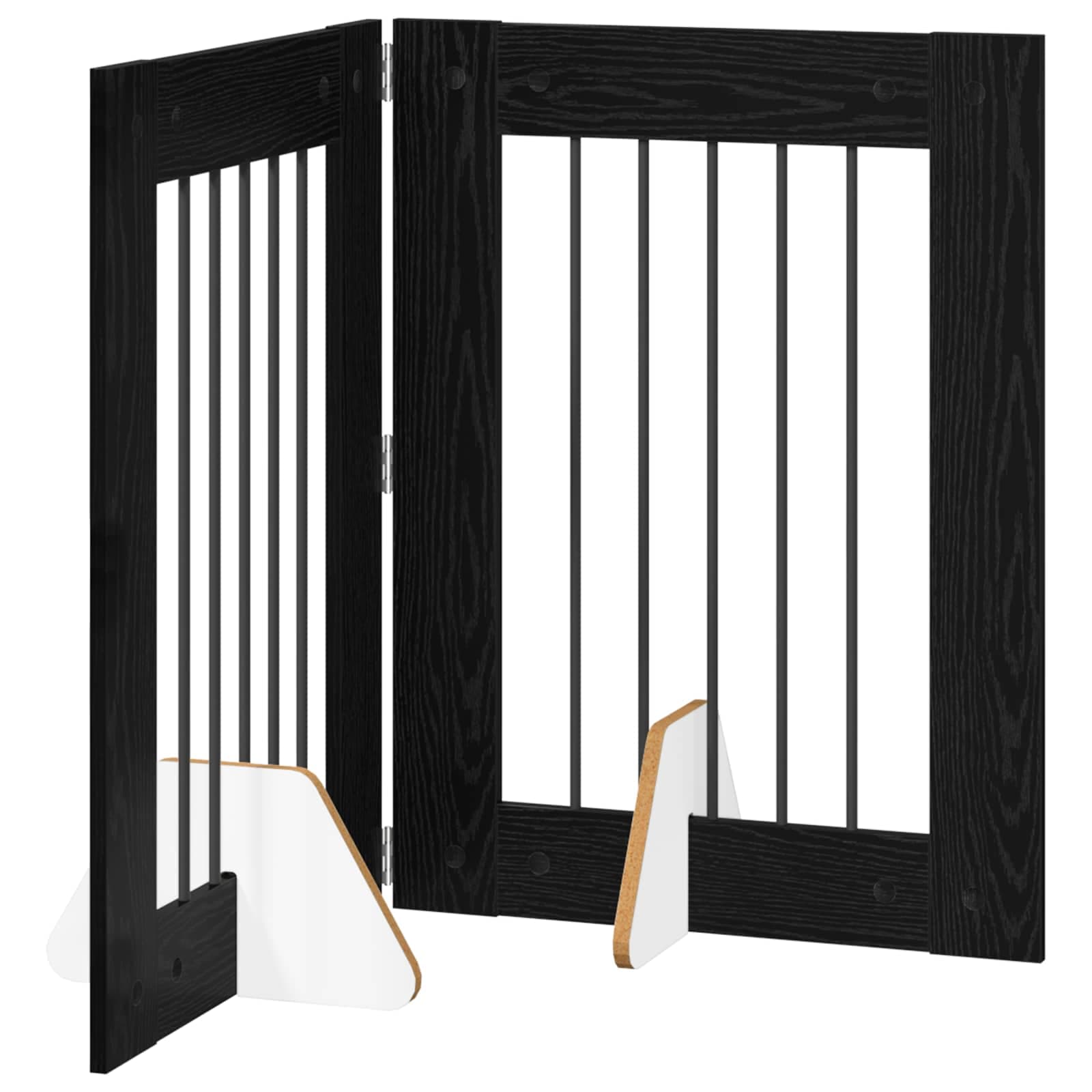 Cancello per cani pieghevole con supporti 2 pz Rovere Nero — miniatura 2 di 9