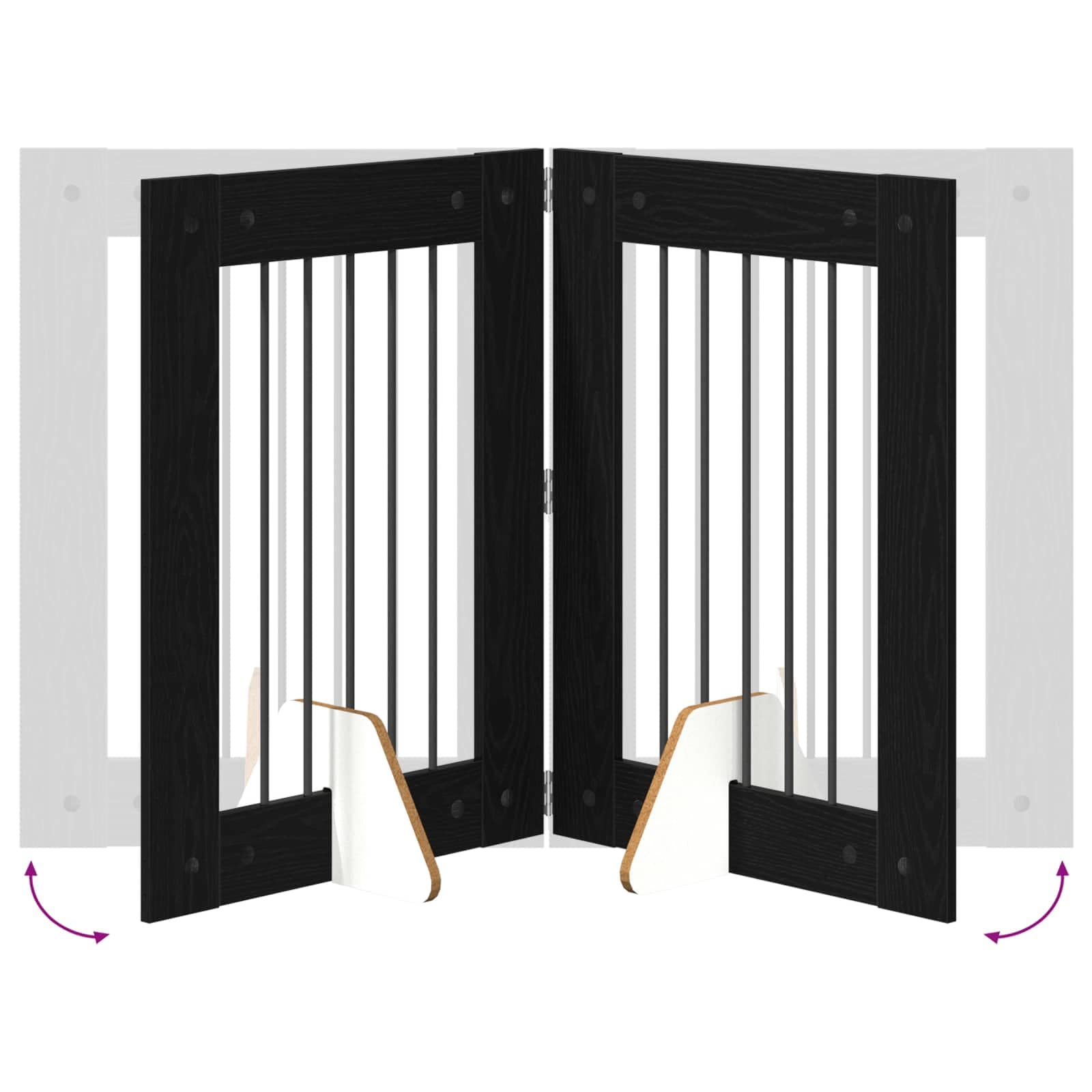 Cancello per cani pieghevole con supporti 2 pz Rovere Nero — miniatura 7 di 9
