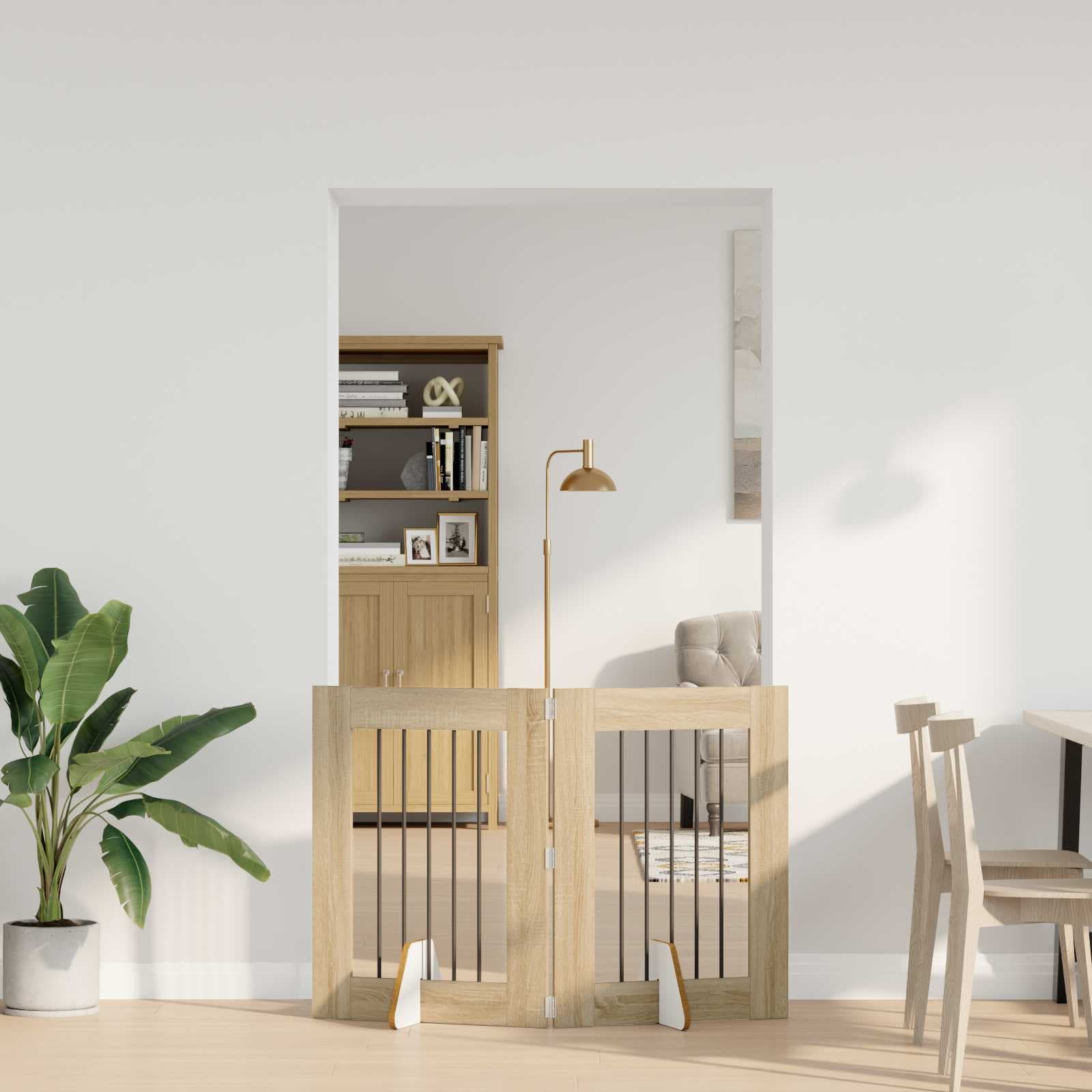 Cancello per cani pieghevole con supporti 2 pz Rovere Sonoma — miniatura 1 di 9