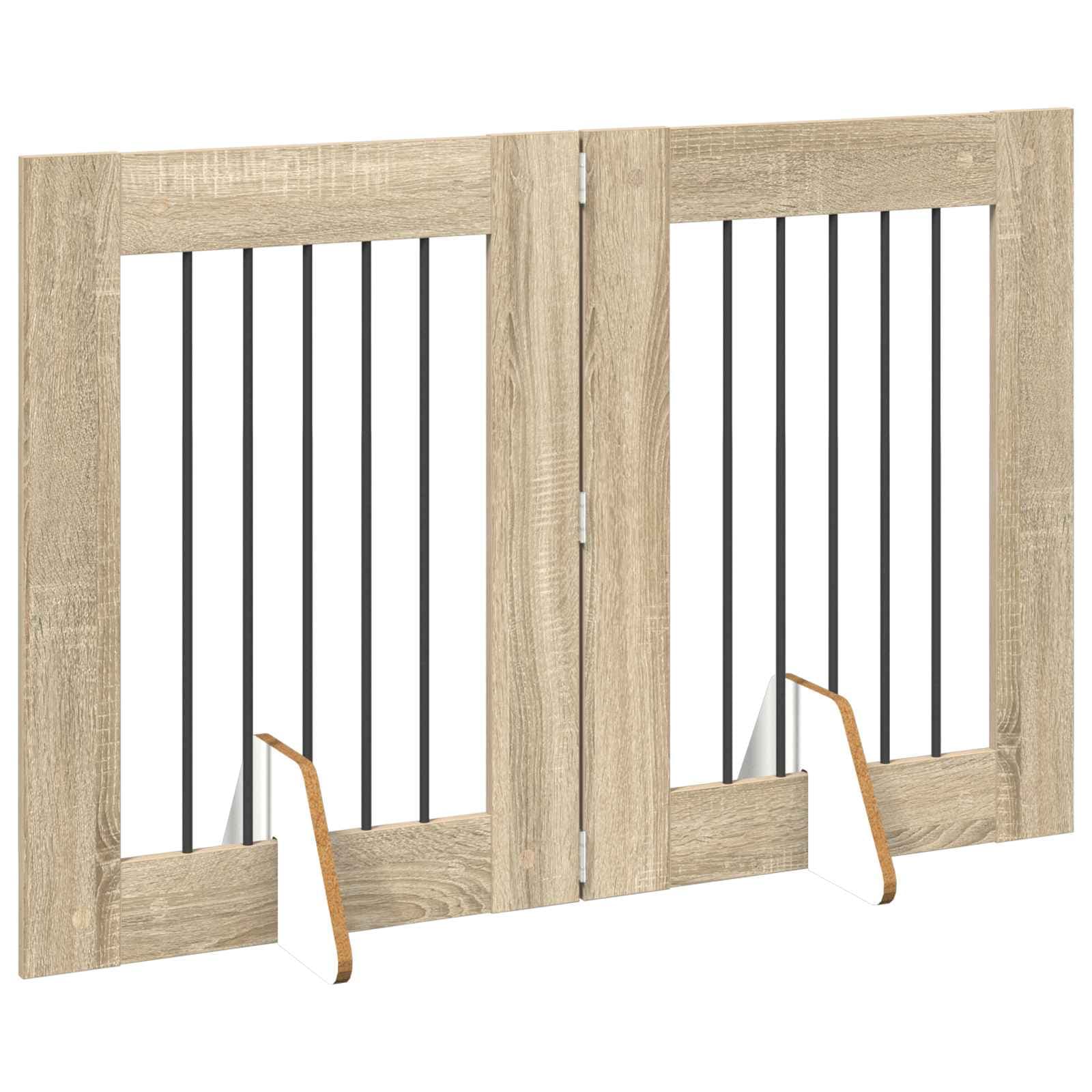 Cancello per cani pieghevole con supporti 2 pz Rovere Sonoma — miniatura 3 di 9
