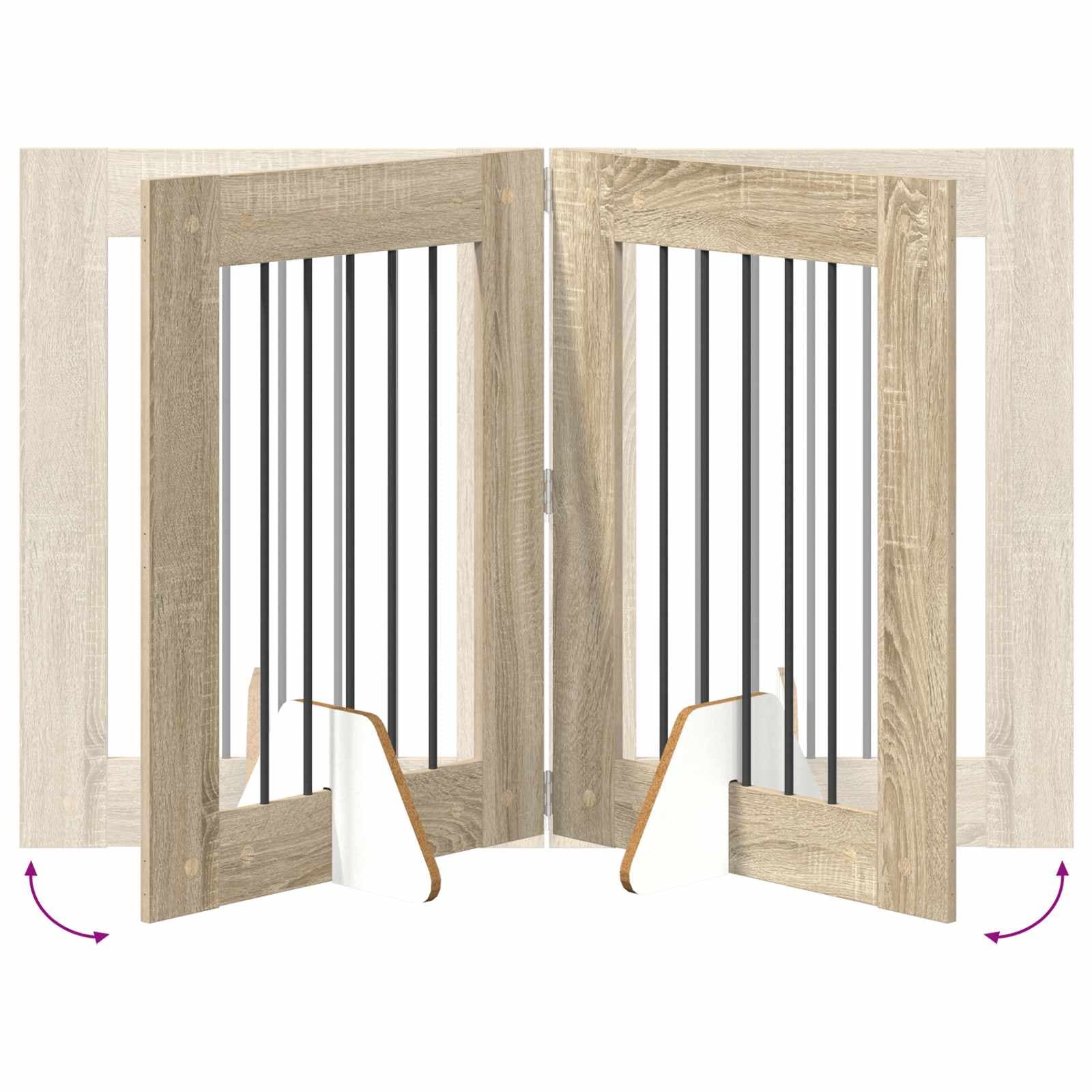 Cancello per cani pieghevole con supporti 2 pz Rovere Sonoma — miniatura 7 di 9
