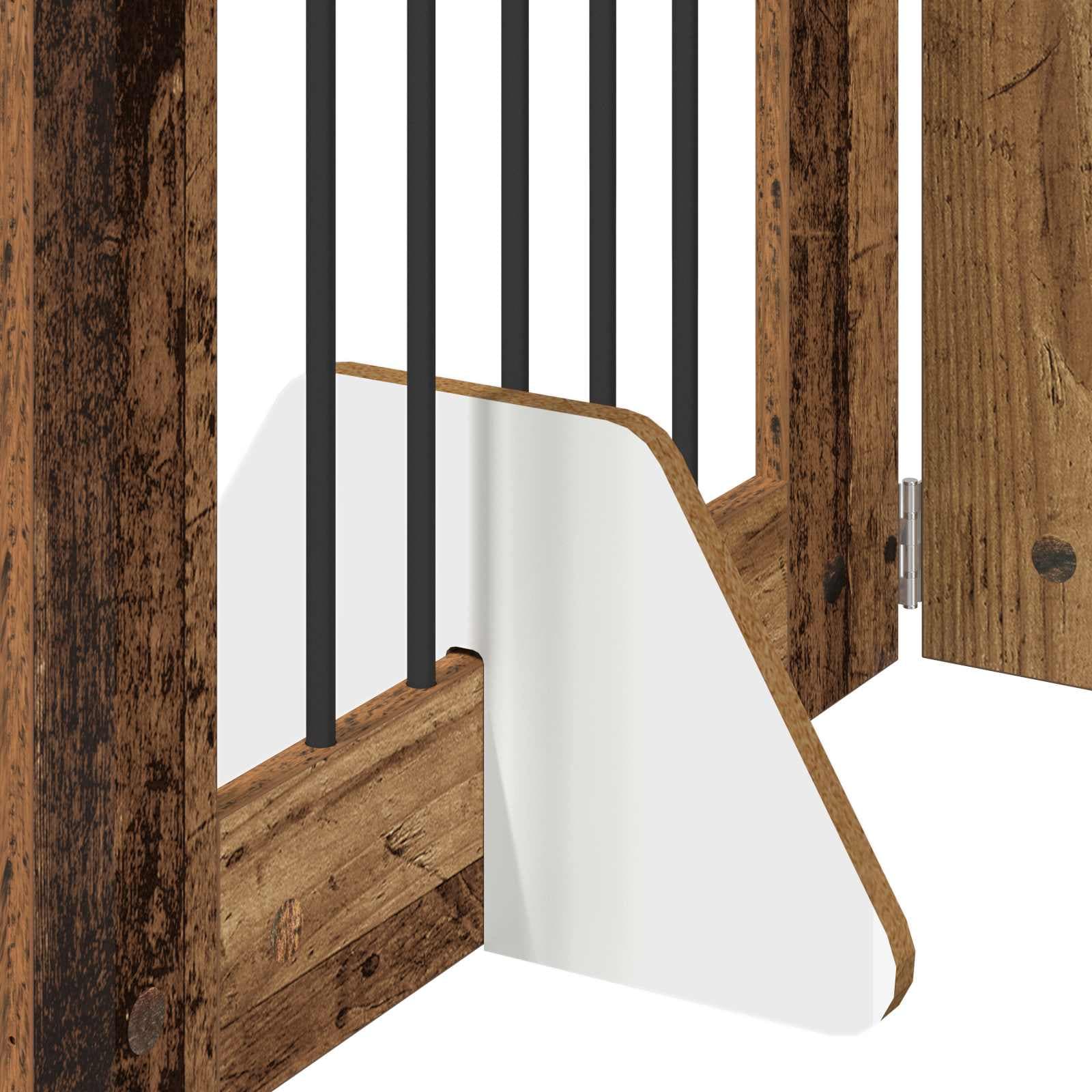 Cancello per cani pieghevole con supporti 2 pz Legno antico — miniatura 6 di 9