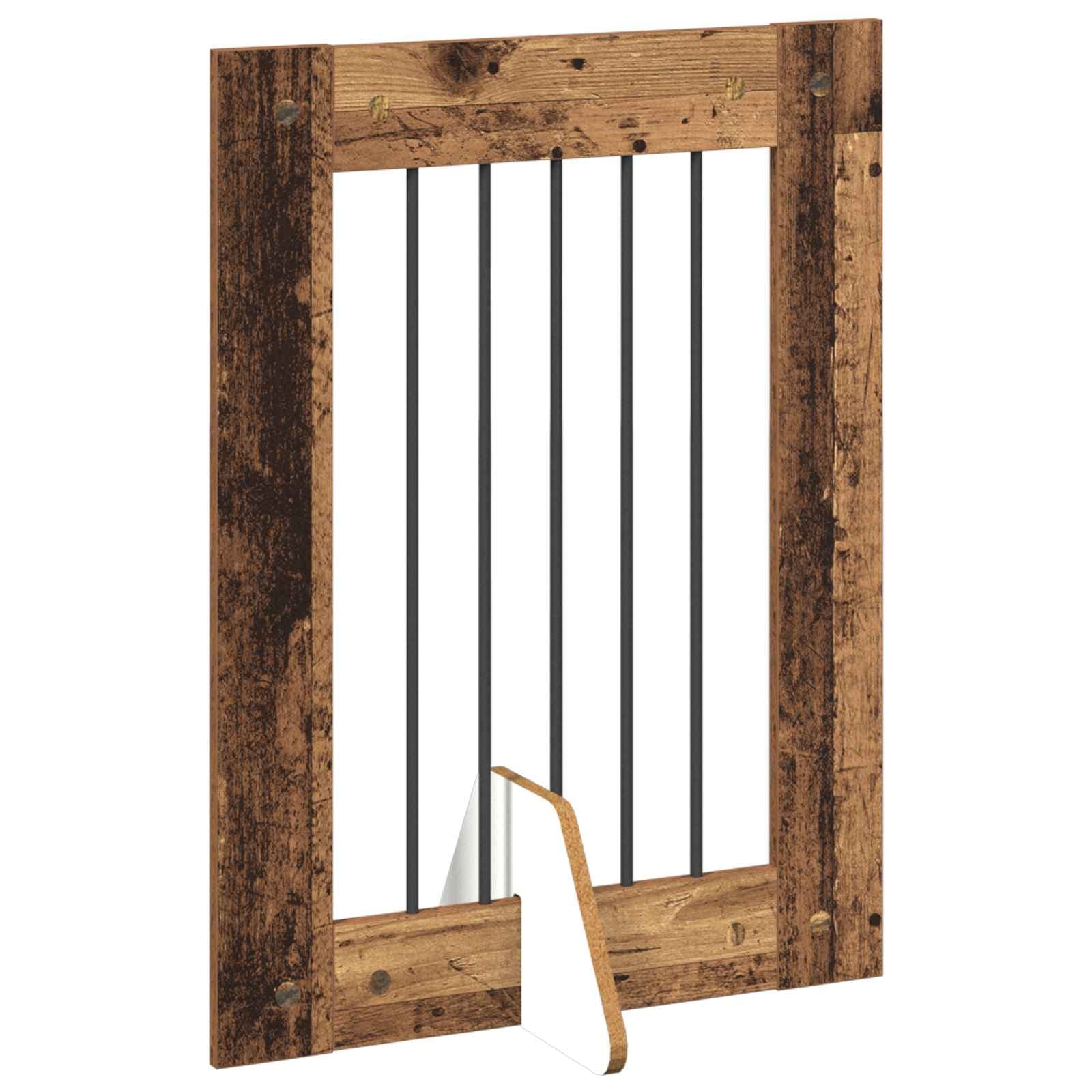 Cancello per cani pieghevole con supporti 2 pz Legno antico — miniatura 4 di 9