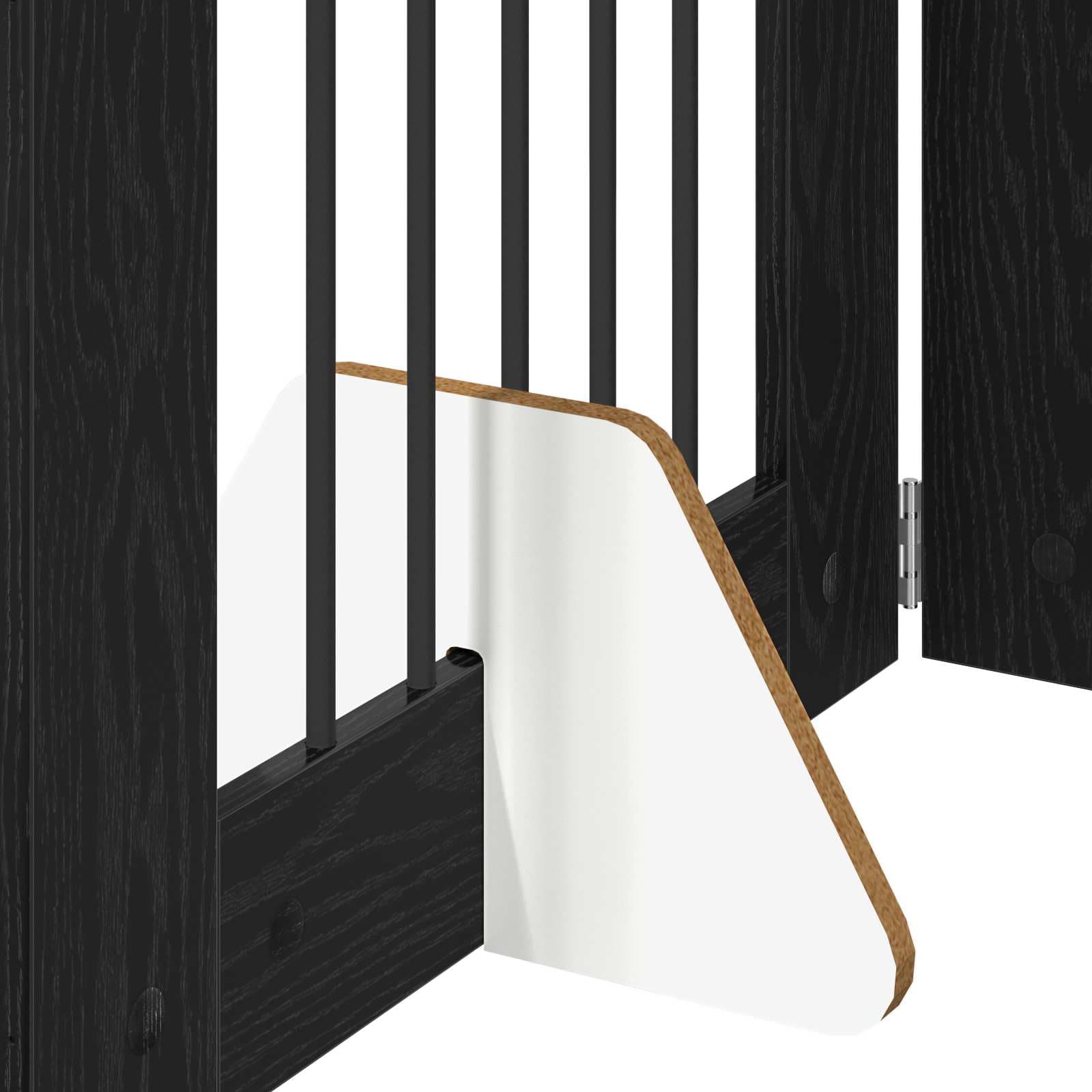Cancello per cani pieghevole con supporti 4 pz Rovere Nero — miniatura 5 di 9