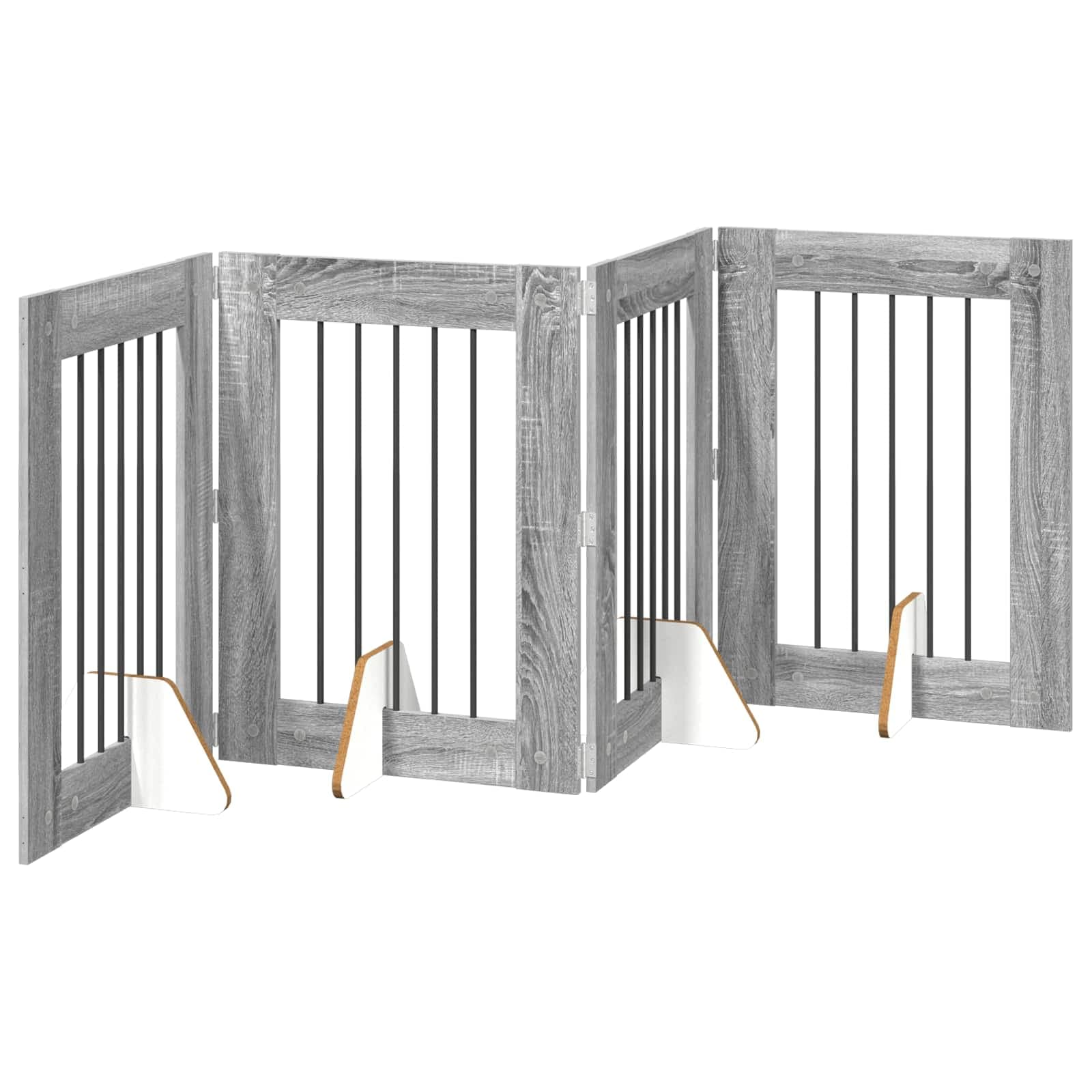 Cancello per cani pieghevole con supporti 4 pz Sonoma grigio — miniatura 2 di 9