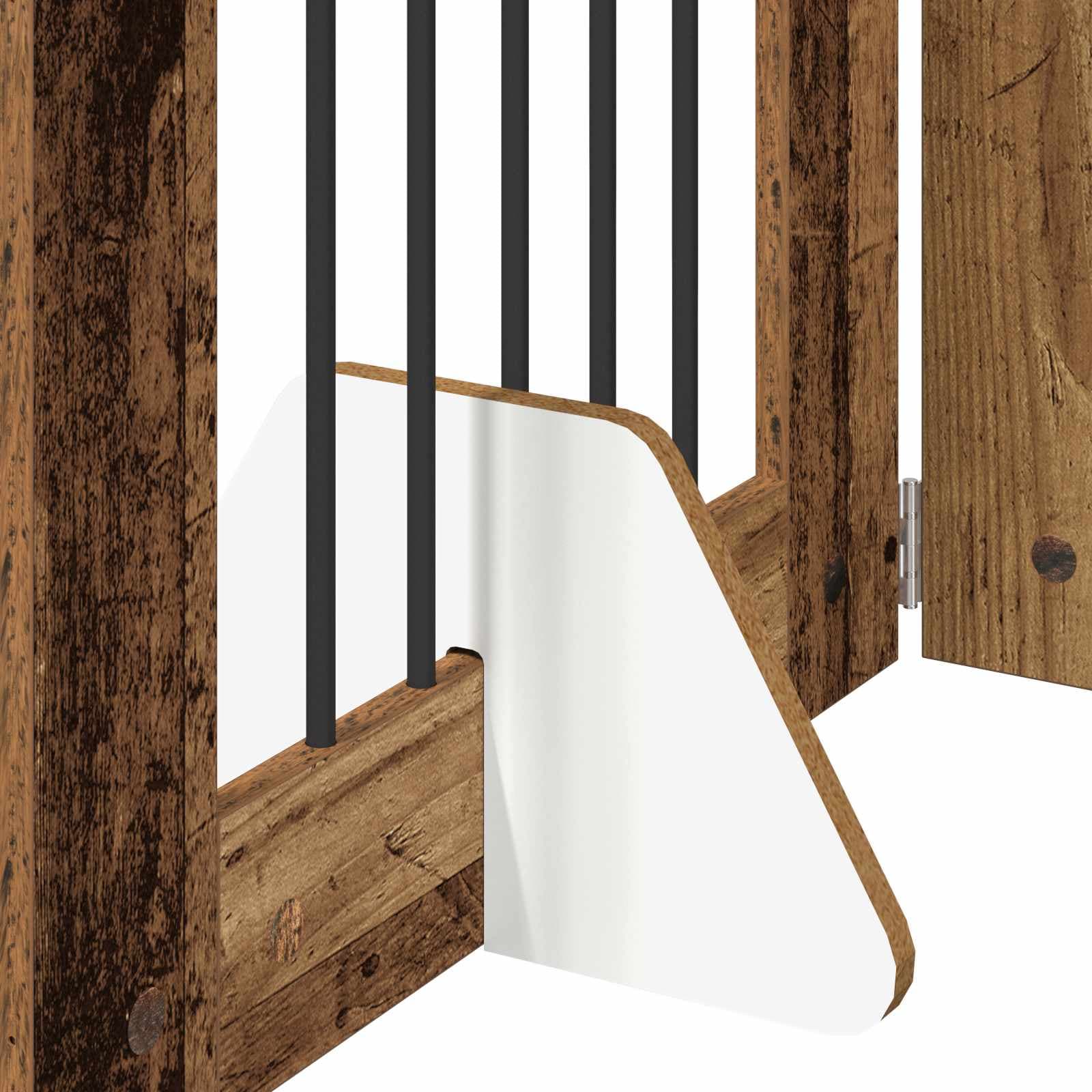 Cancello per cani pieghevole con supporti 4 pz Legno antico — miniatura 5 di 9