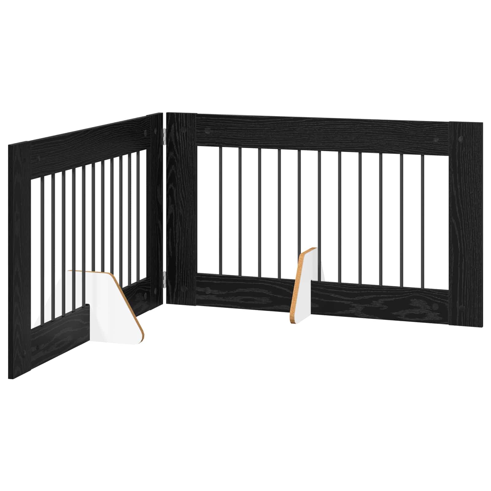 Cancello per cani pieghevole con supporti 2 pz Rovere Nero — miniatura 2 di 9