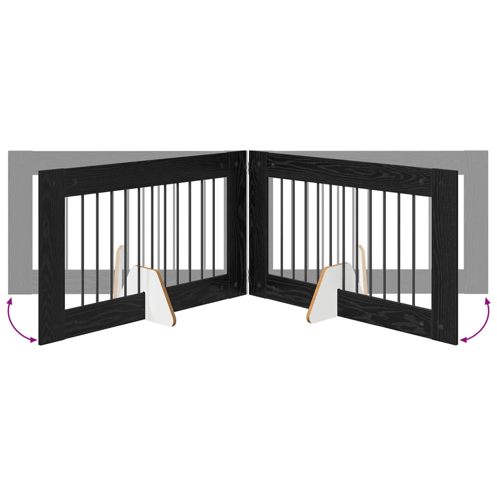 Cancello per cani pieghevole con supporti 2 pz Rovere Nero — miniatura 7 di 9
