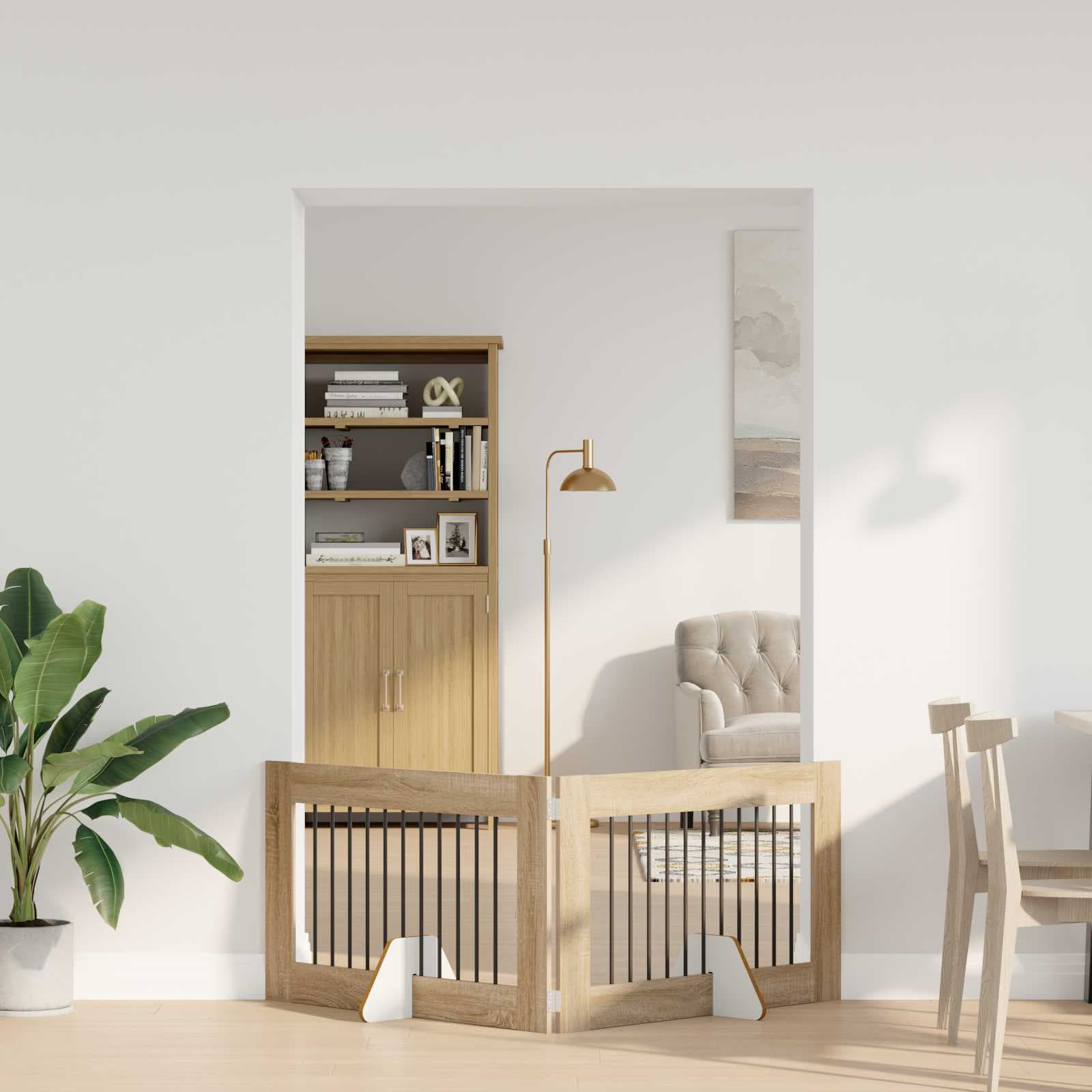 Cancello per cani pieghevole con supporti 2 pz Rovere Sonoma — miniatura 1 di 9