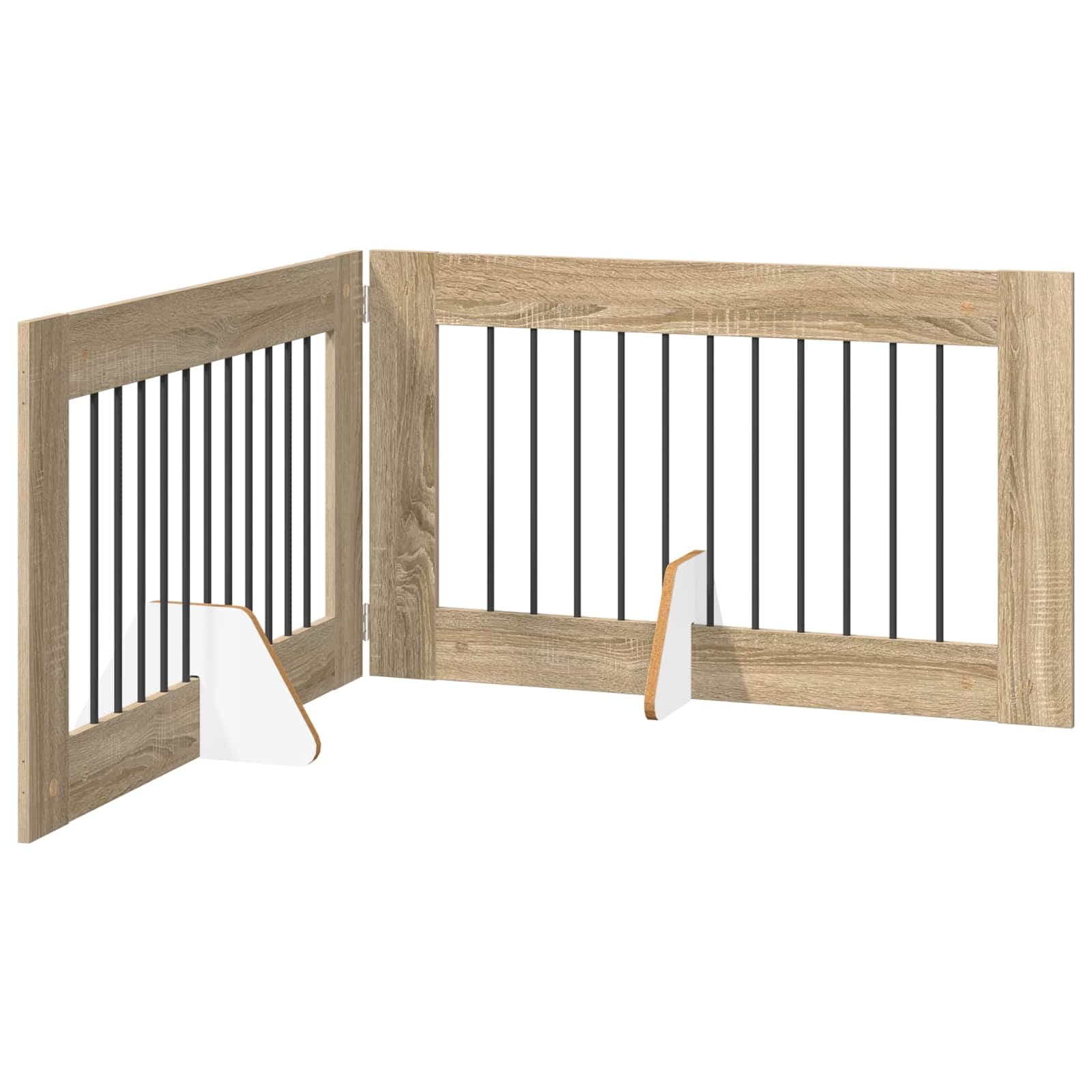Cancello per cani pieghevole con supporti 2 pz Rovere Sonoma — miniatura 2 di 9