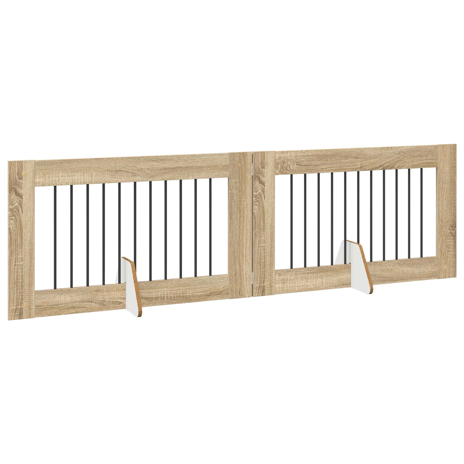 Cancello per cani pieghevole con supporti 2 pz Rovere Sonoma — miniatura 3 di 9