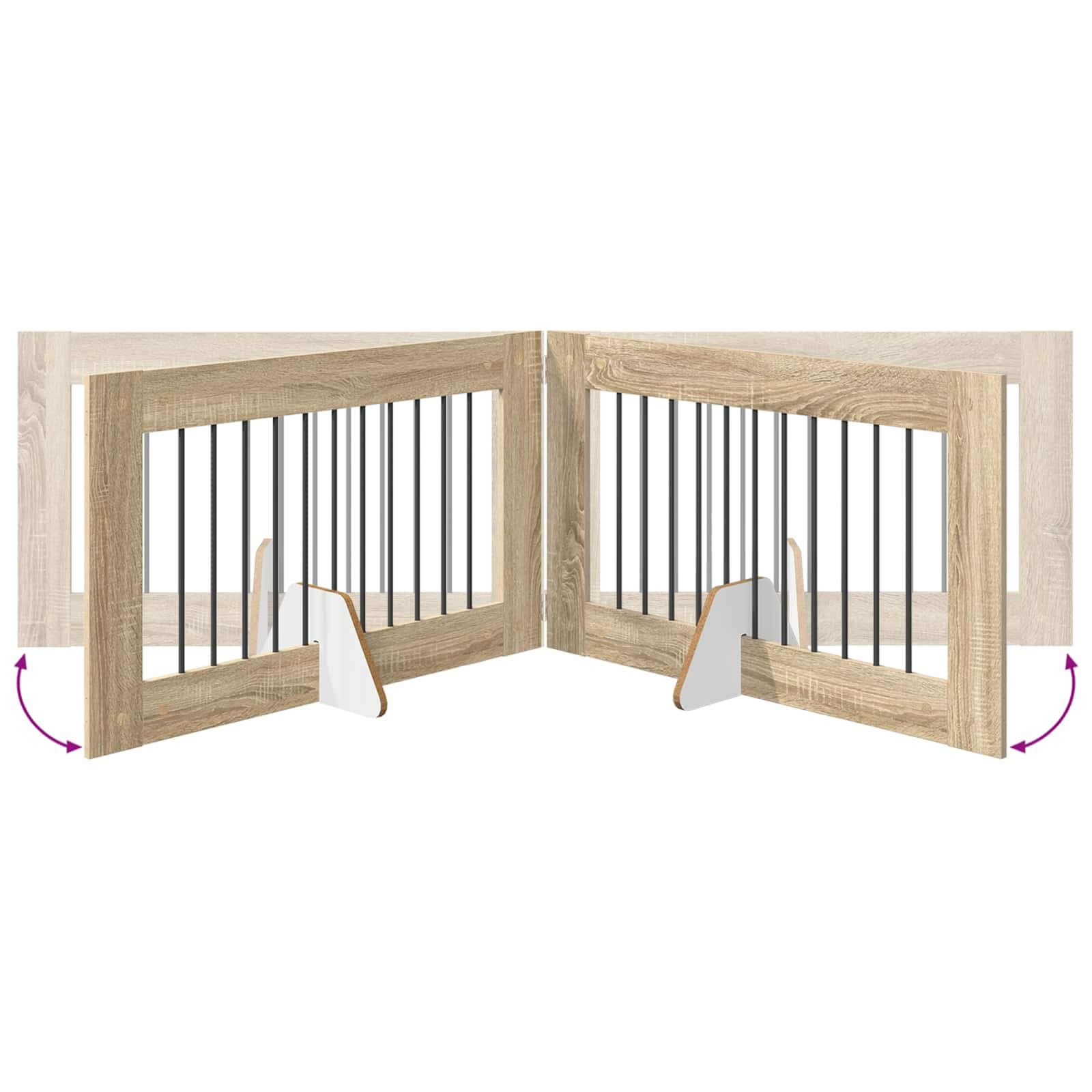 Cancello per cani pieghevole con supporti 2 pz Rovere Sonoma — miniatura 7 di 9