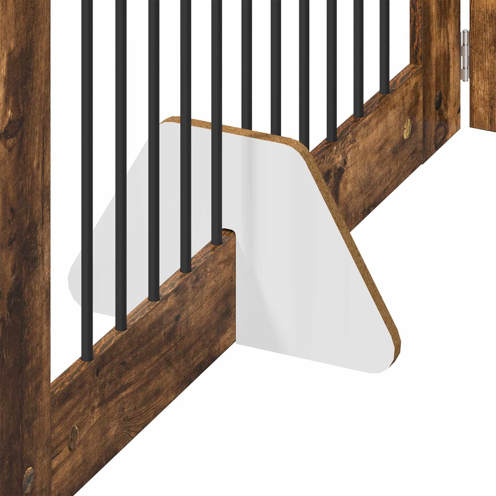 Cancello per cani pieghevole con supporti 2 pz Rovere Fumo — miniatura 6 di 9