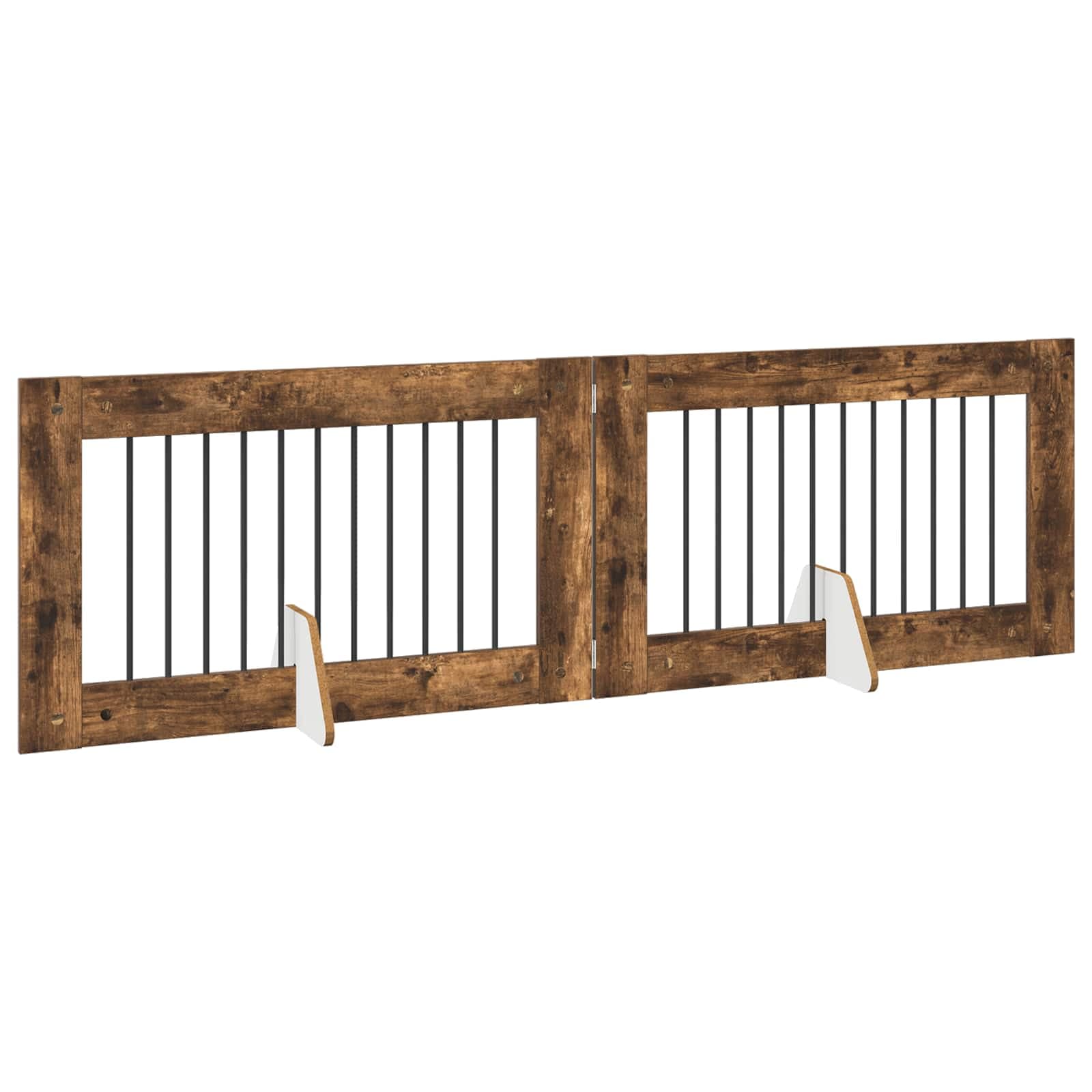Cancello per cani pieghevole con supporti 2 pz Rovere Fumo — miniatura 3 di 9