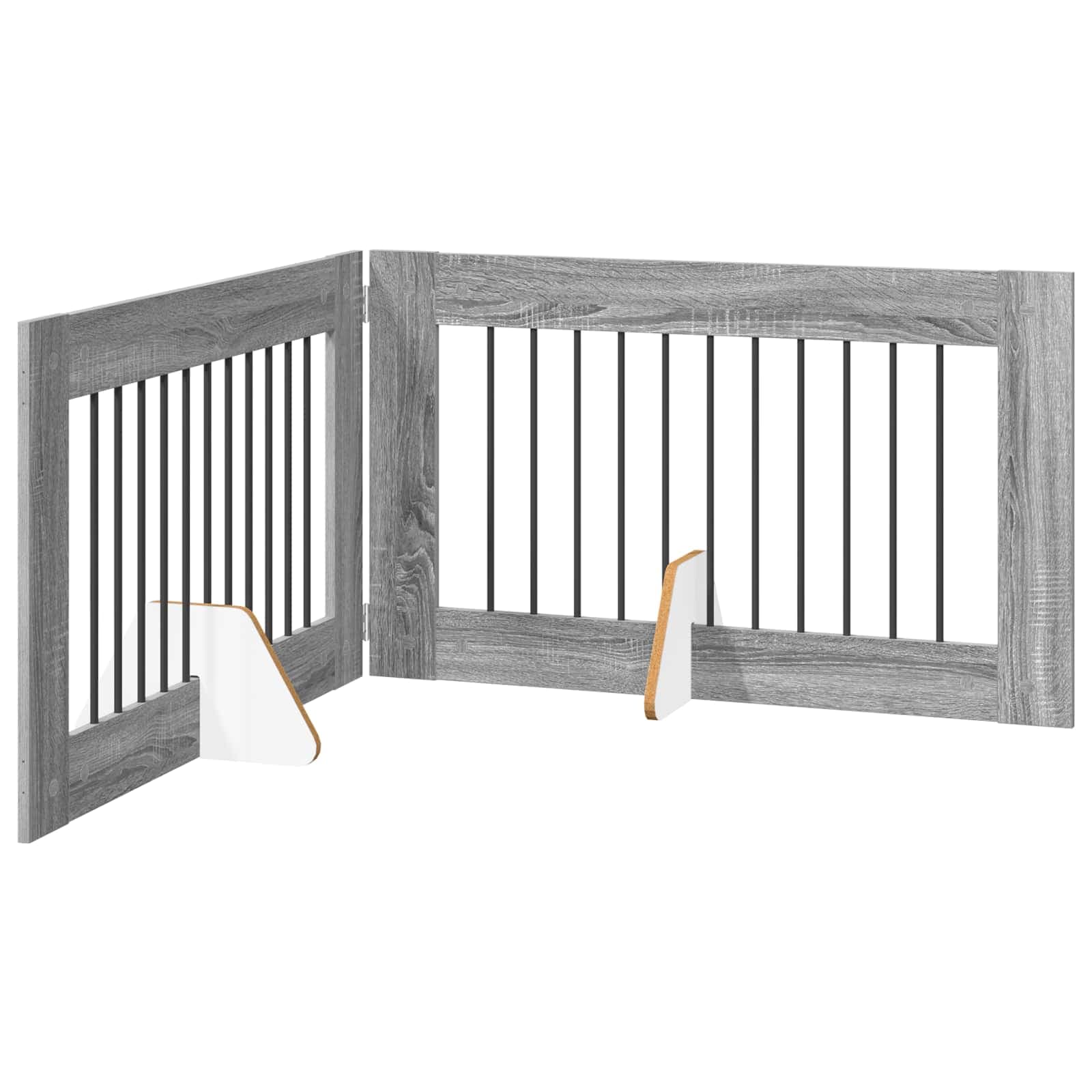 Cancello per cani pieghevole con supporti 2 pz Sonoma grigio — miniatura 2 di 9