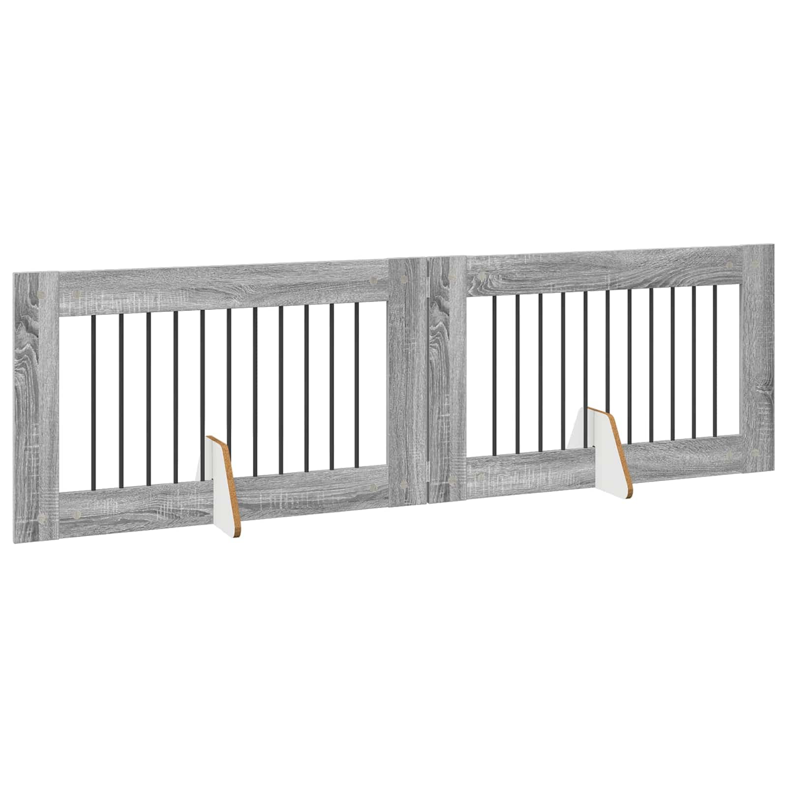 Cancello per cani pieghevole con supporti 2 pz Sonoma grigio — miniatura 3 di 9